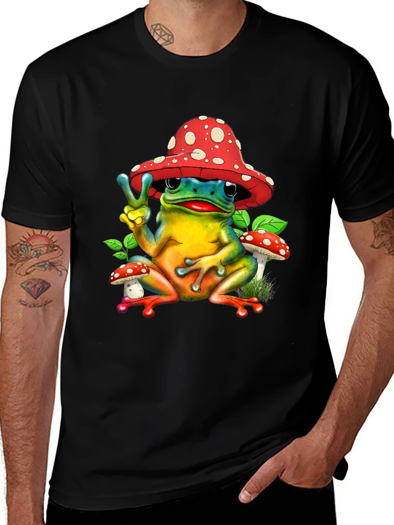 Peace Frog Mushroom Hat T-Shirt
