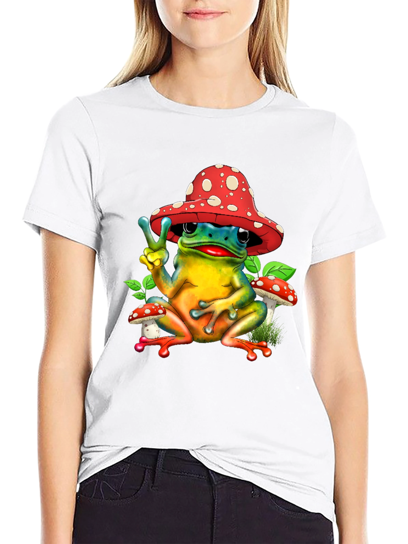 Peace Frog Mushroom Hat T-Shirt