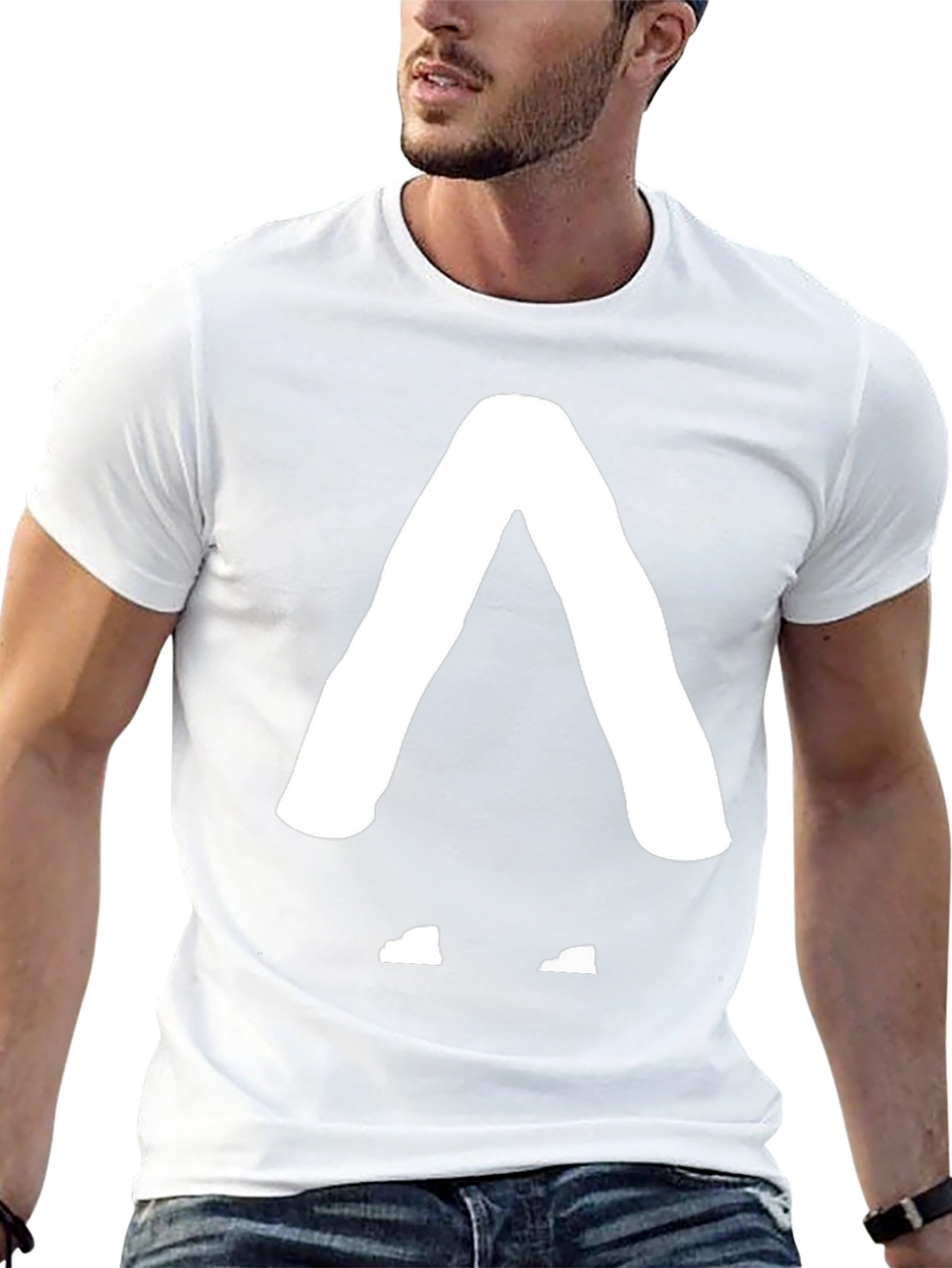 Modern Geometric Graphic Tee - Black