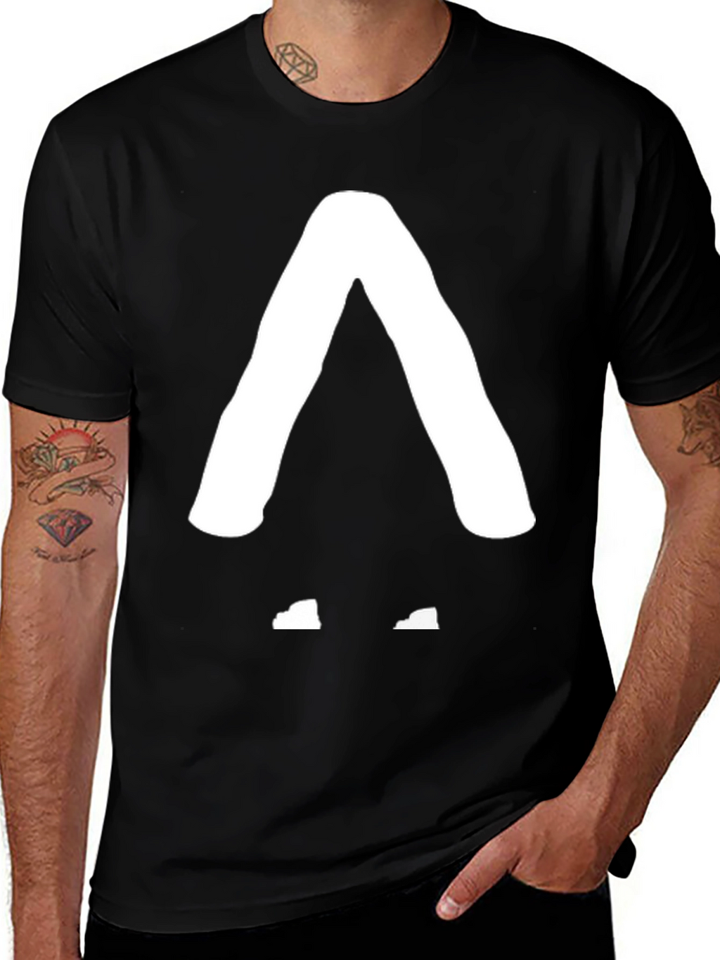 Modern Geometric Graphic Tee - Black