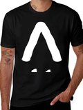 Modern Geometric Graphic Tee - Black