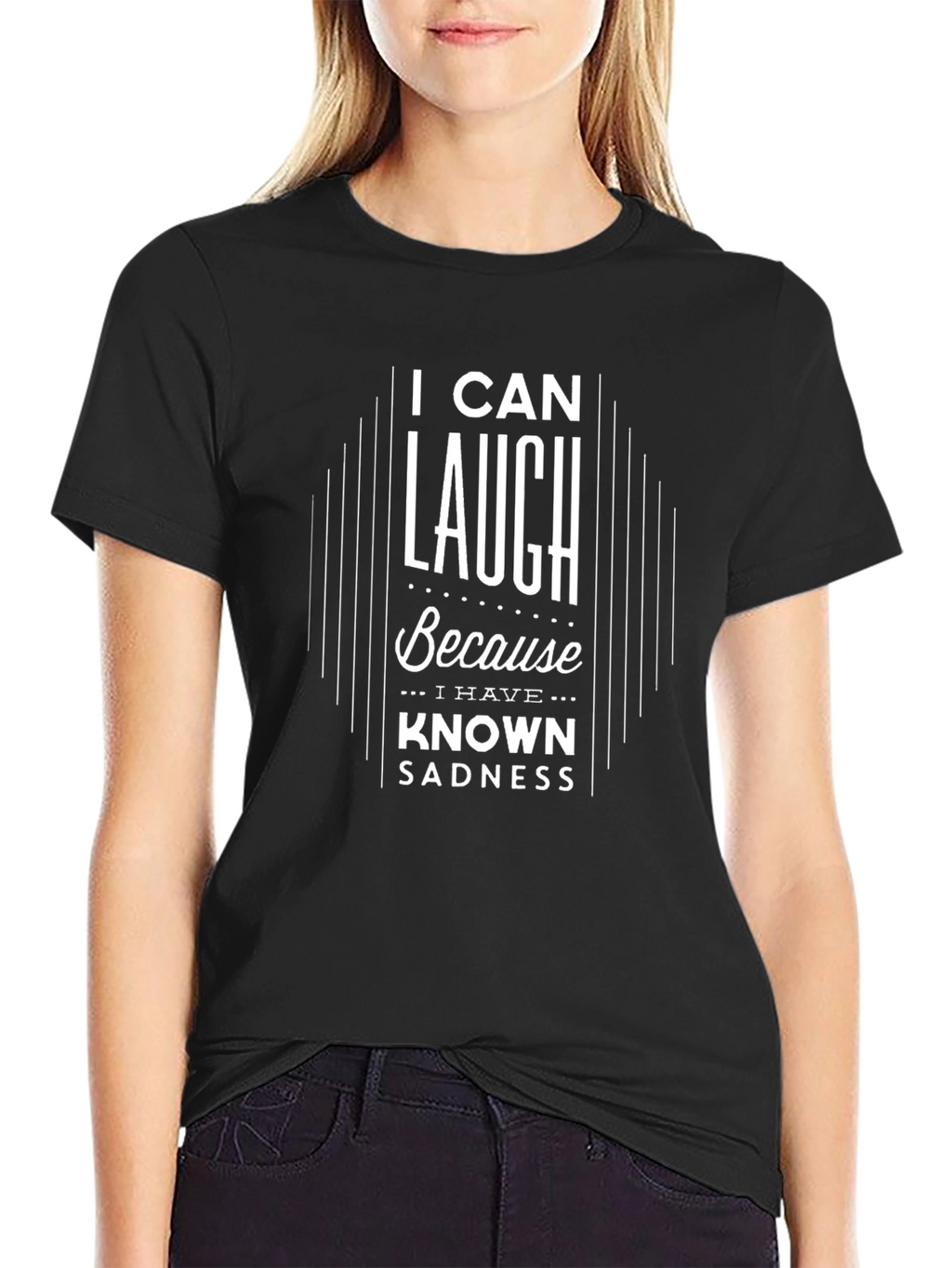 I Can Laugh Graphic Print Black T-Shirt