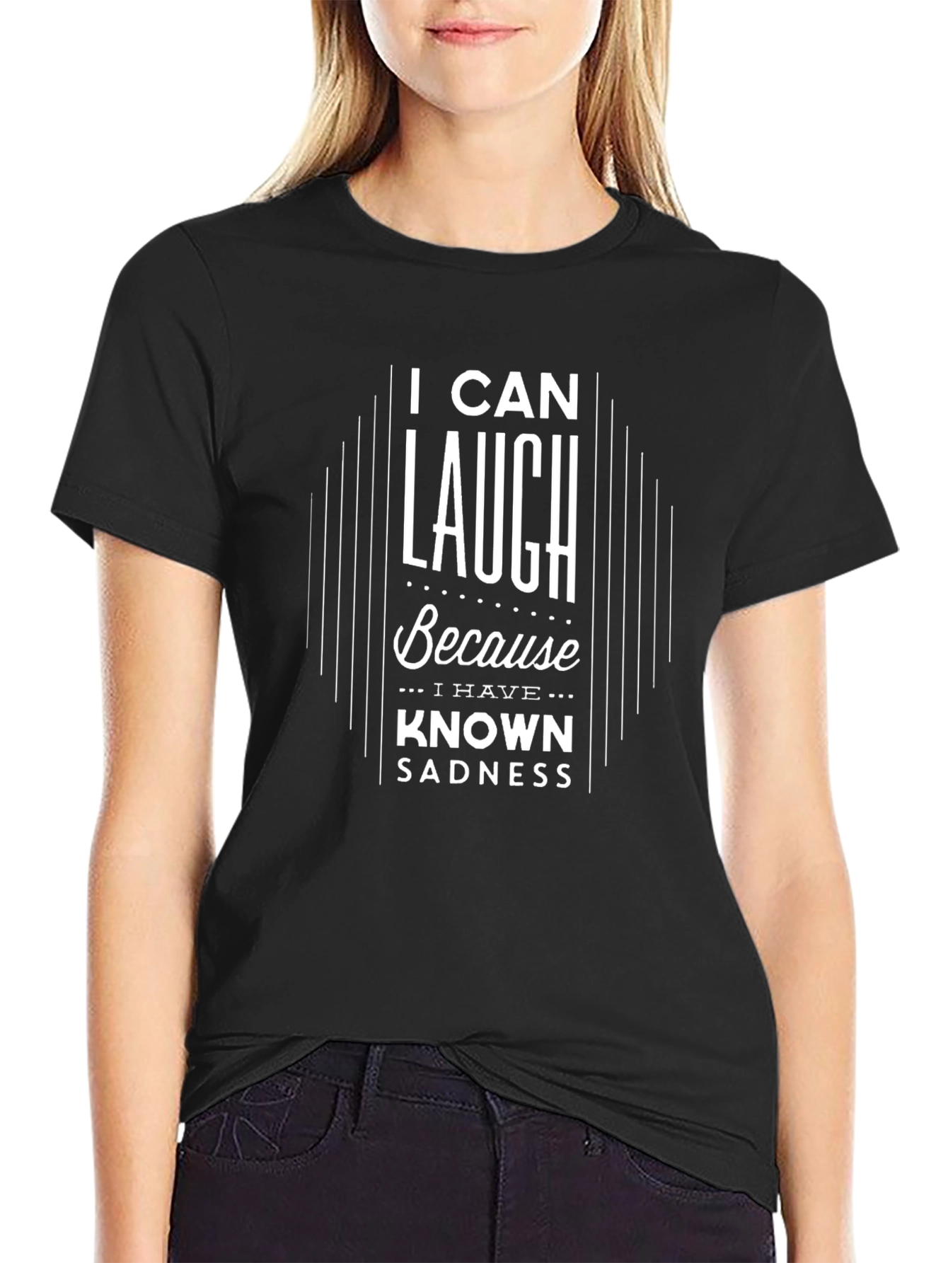 I Can Laugh Graphic Print Black T-Shirt