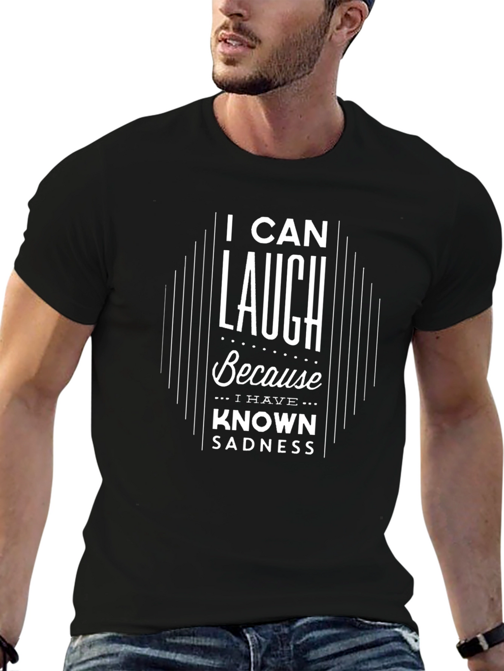 I Can Laugh Graphic Print Black T-Shirt
