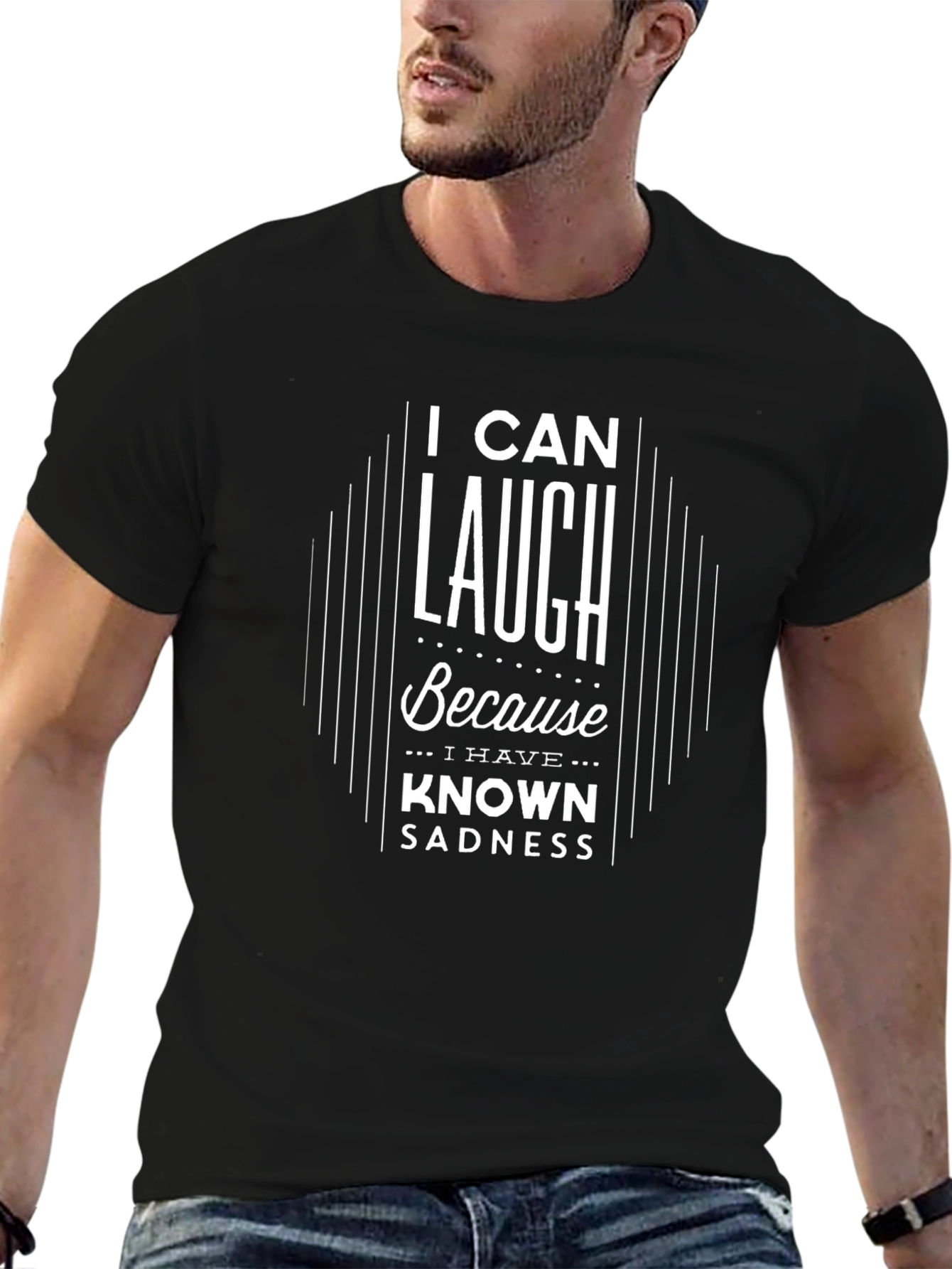 I Can Laugh Graphic Print Black T-Shirt