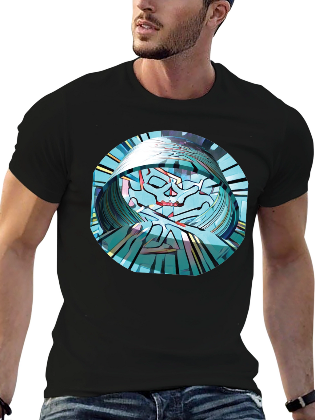 Abstract Skull Graphic T-Shirt