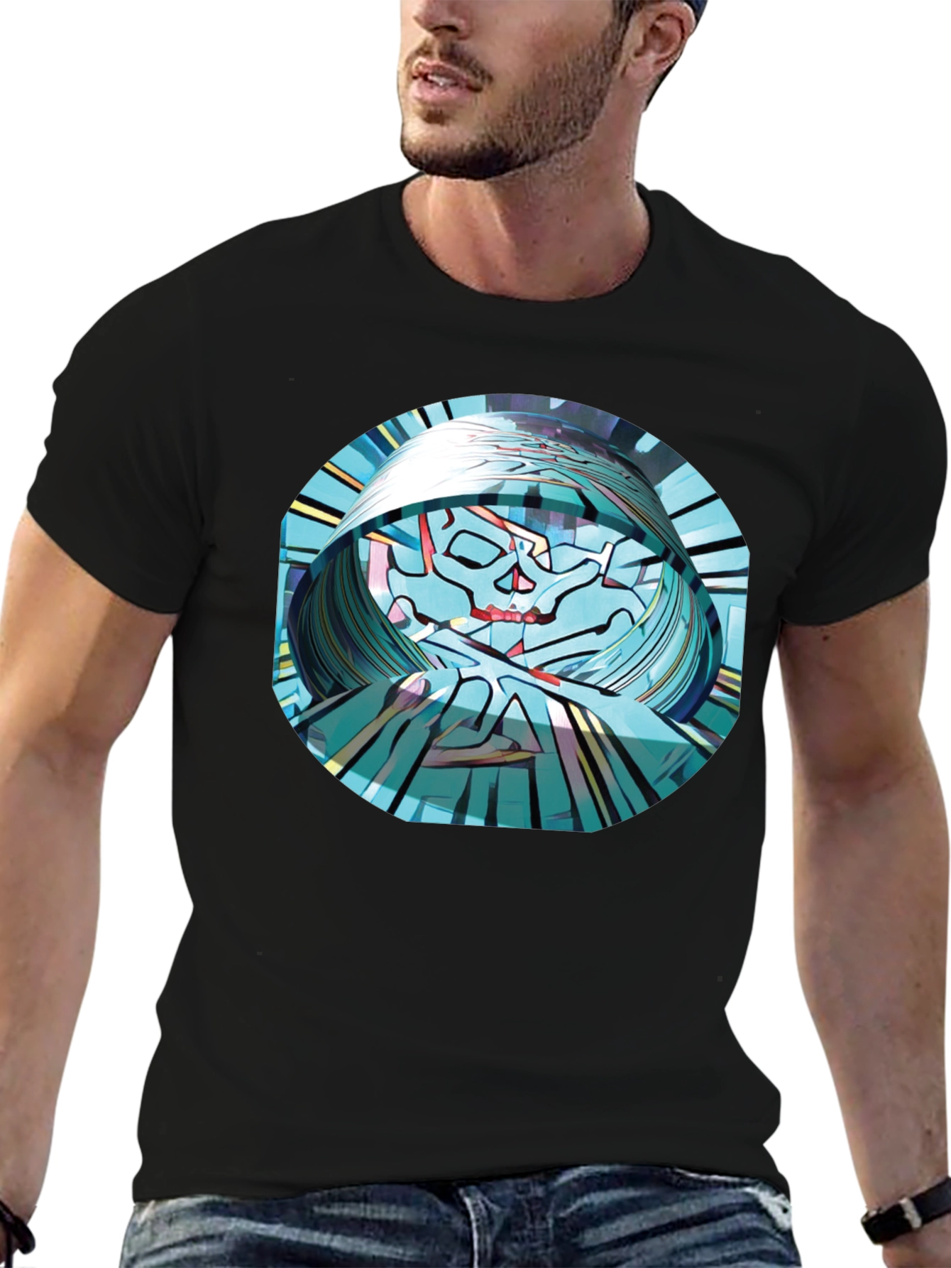 Abstract Skull Graphic T-Shirt