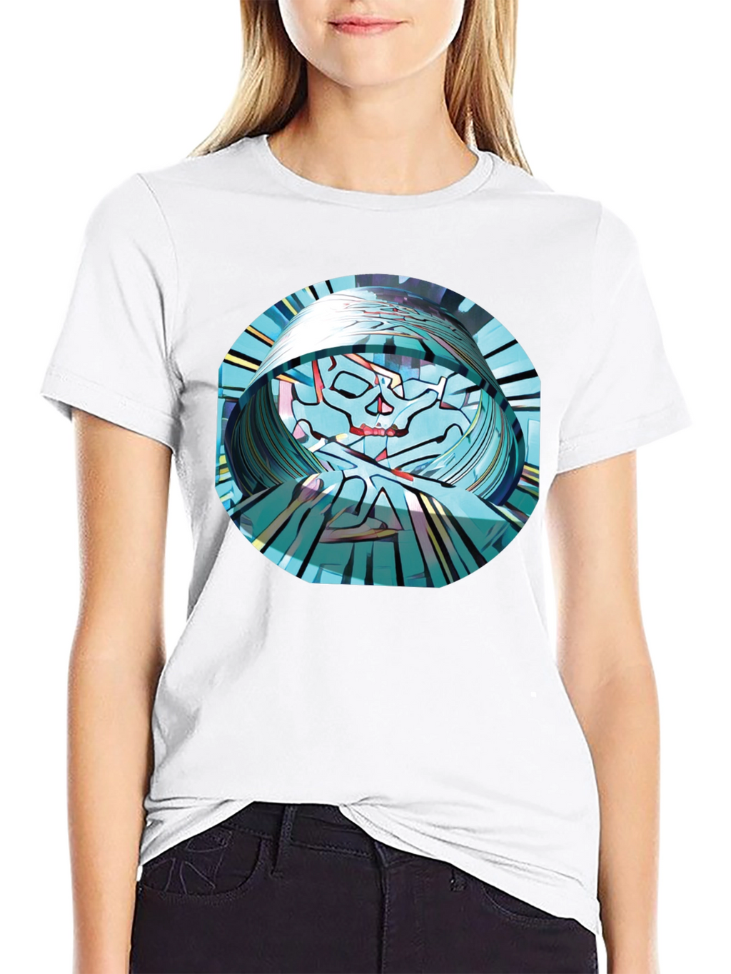 Abstract Skull Graphic T-Shirt