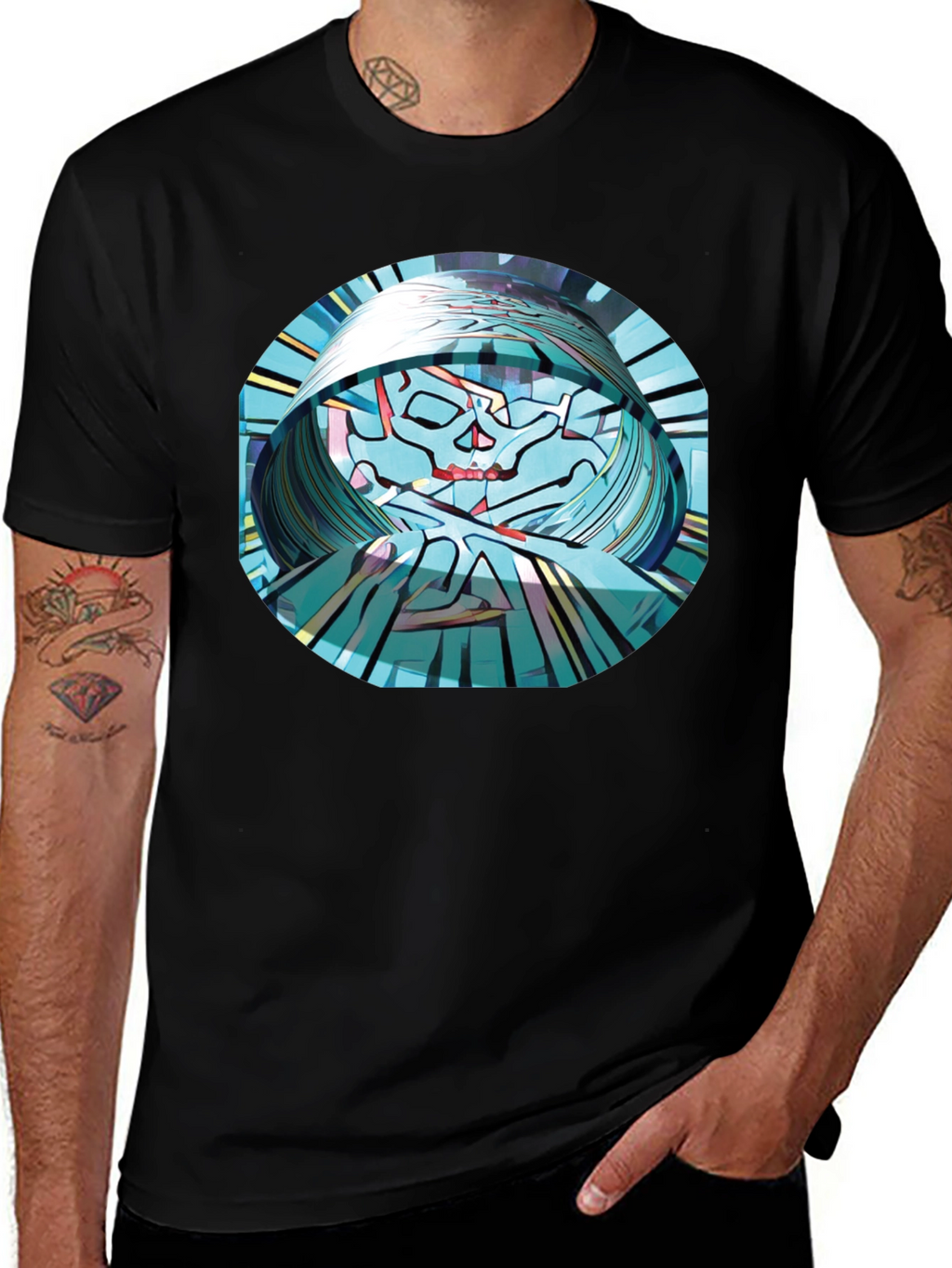 Abstract Skull Graphic T-Shirt