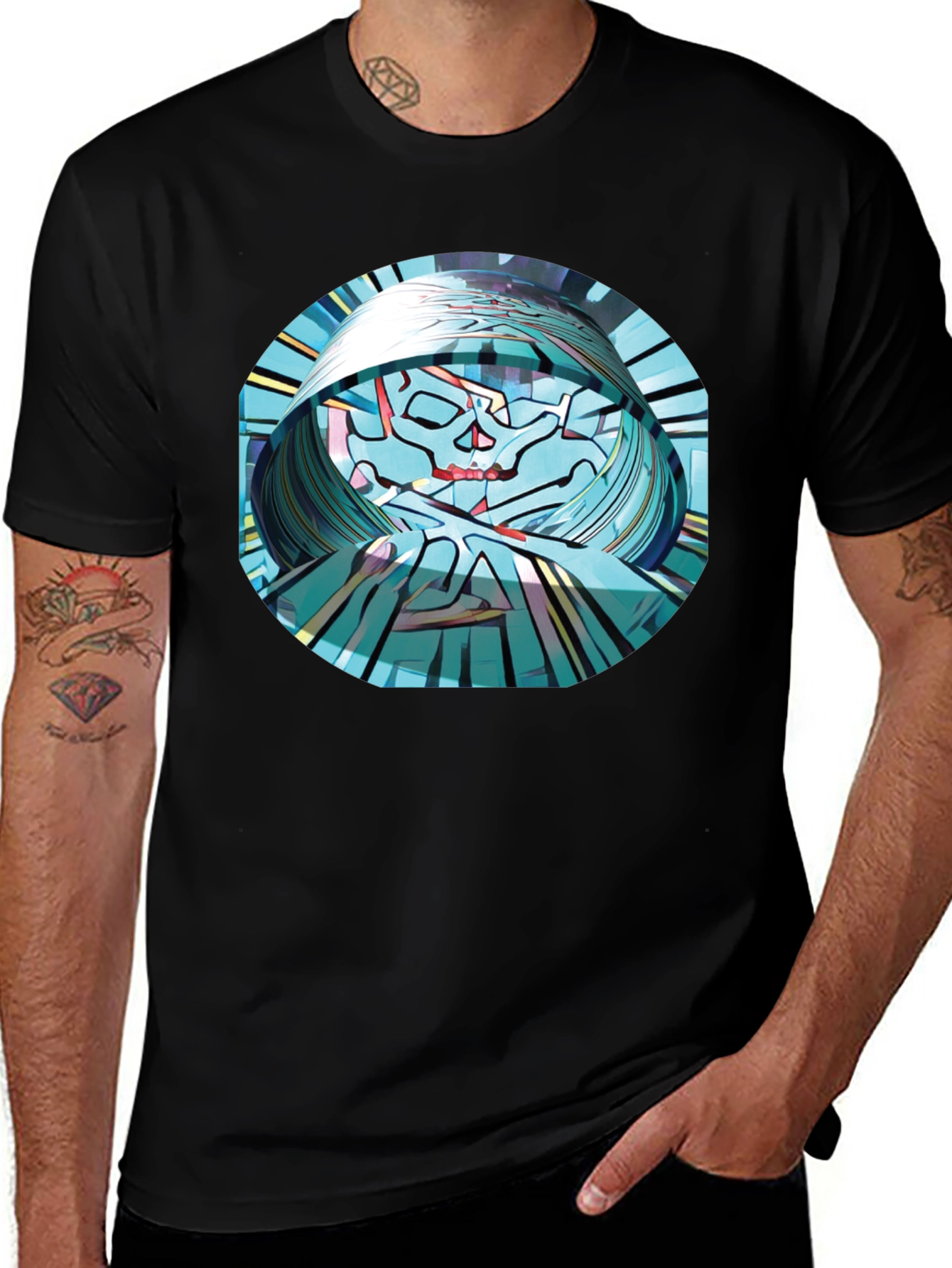 Abstract Skull Graphic T-Shirt