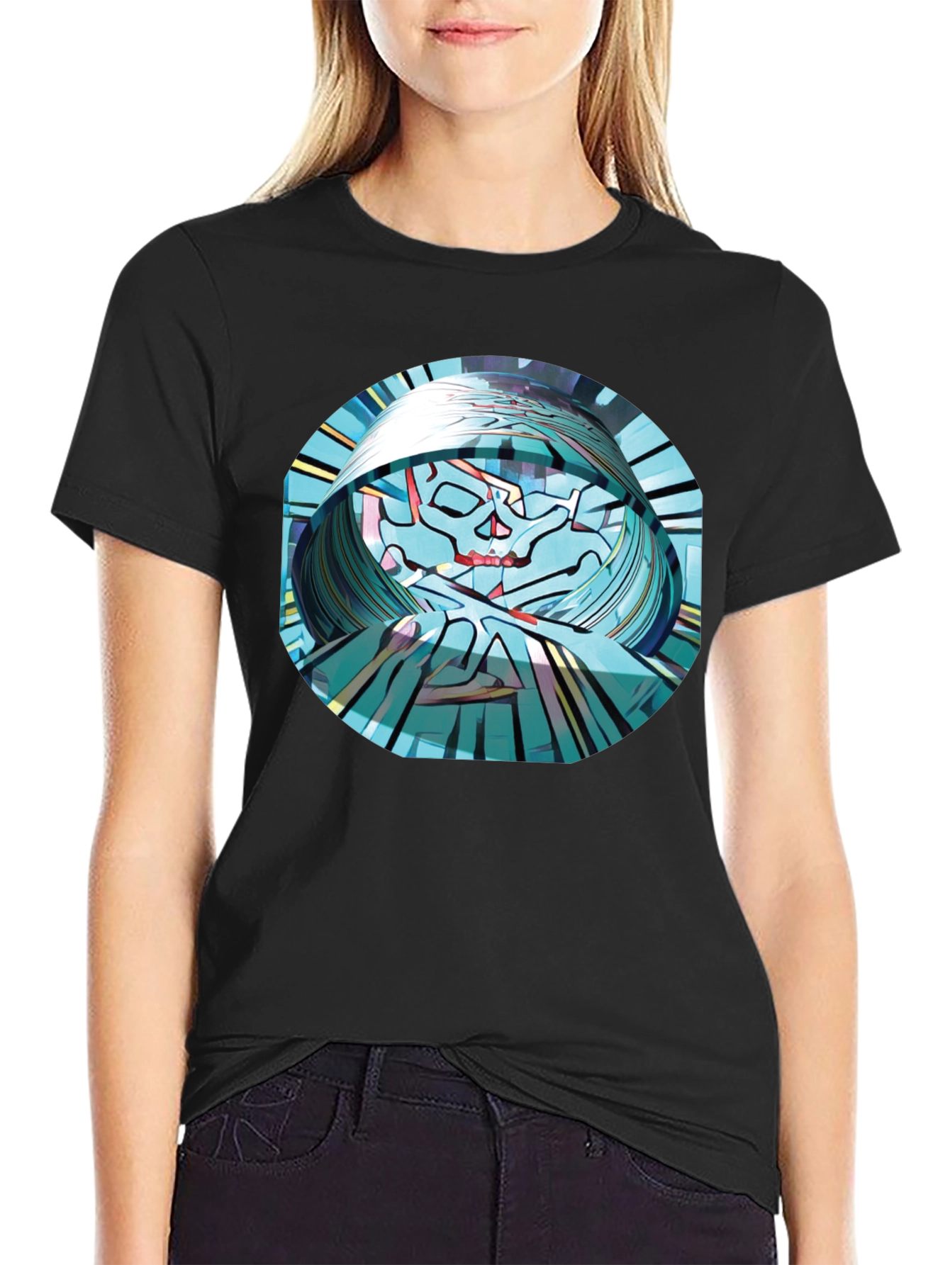 Abstract Skull Graphic T-Shirt