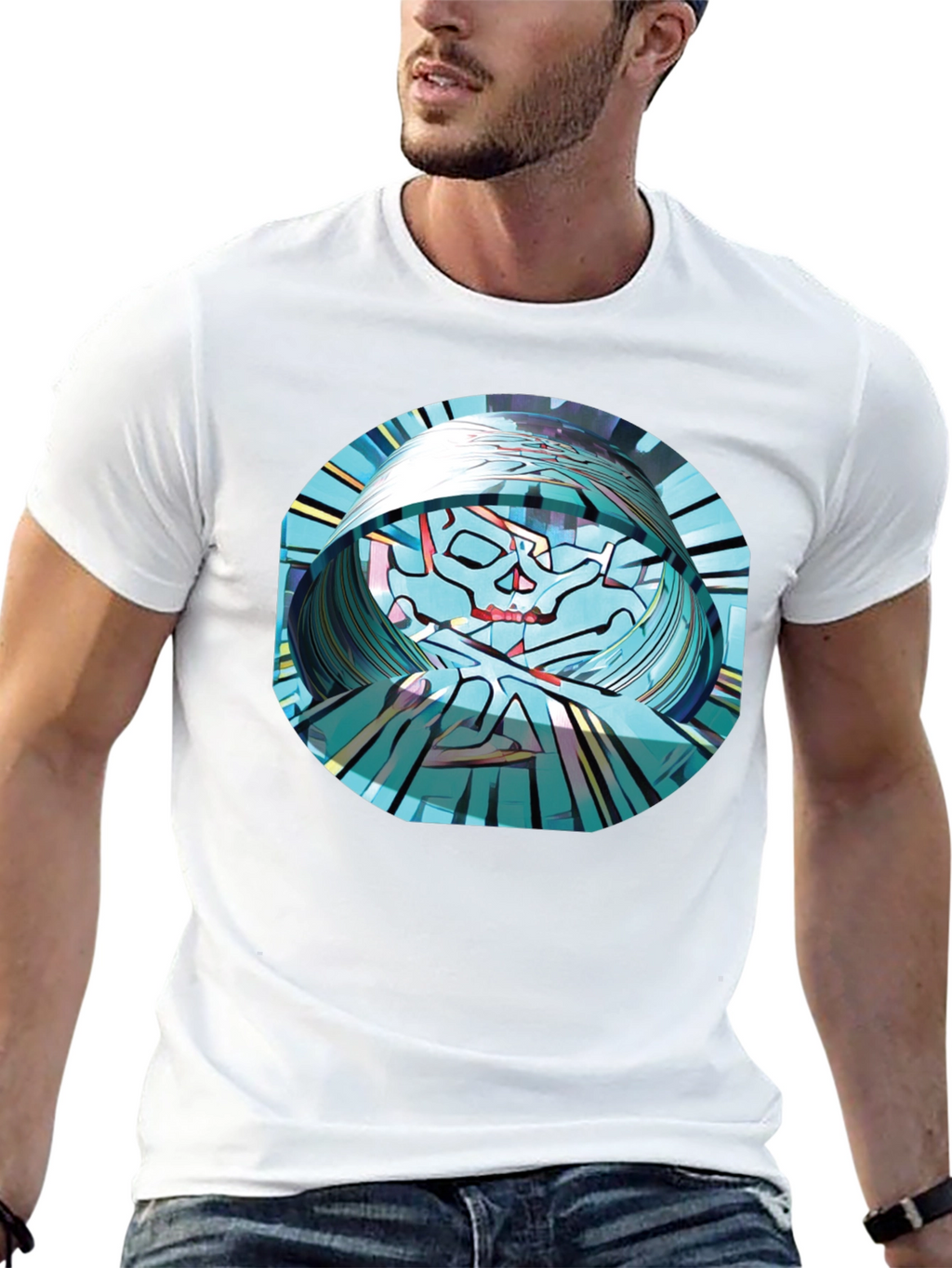 Abstract Skull Graphic T-Shirt