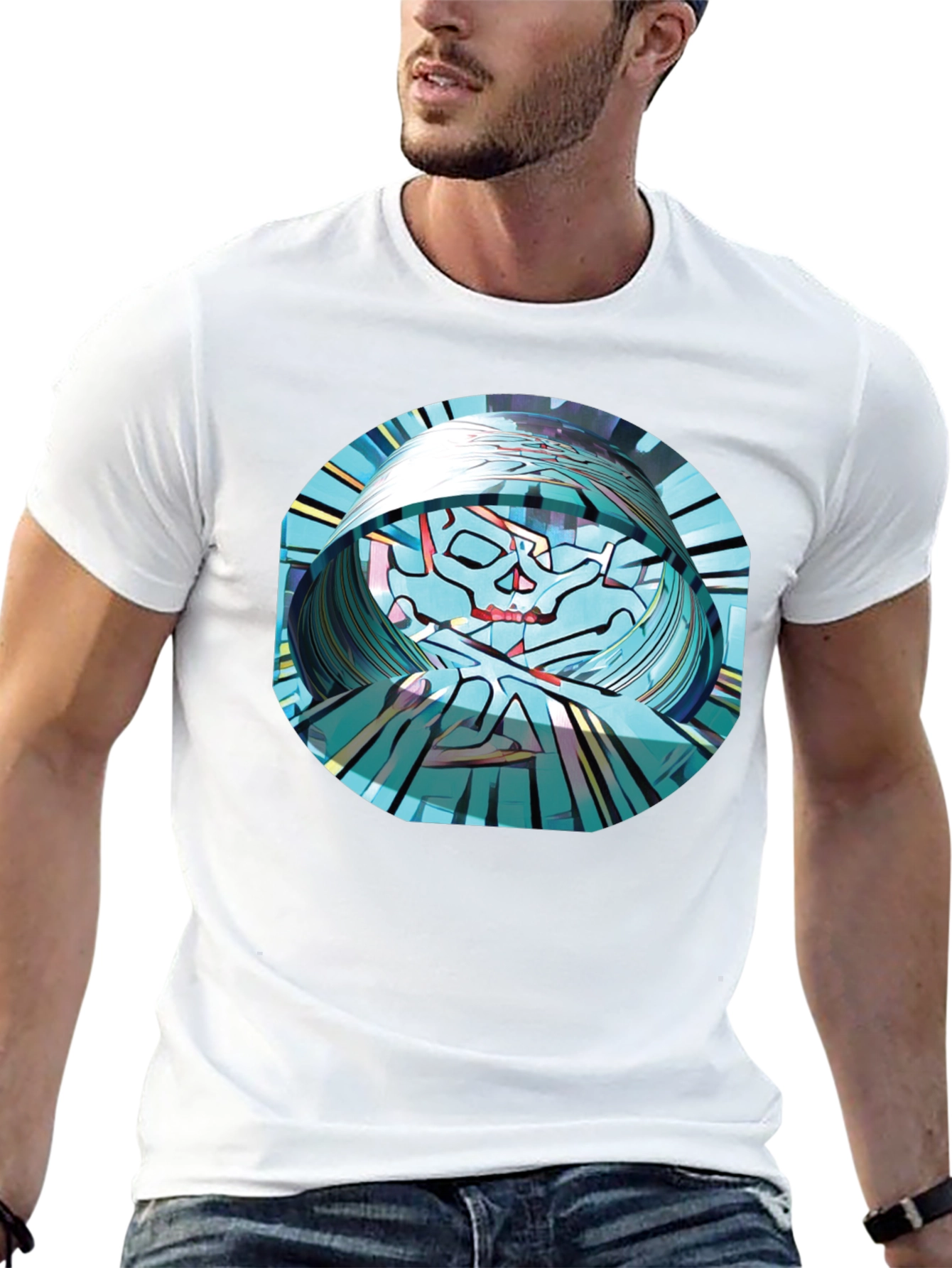 Abstract Skull Graphic T-Shirt