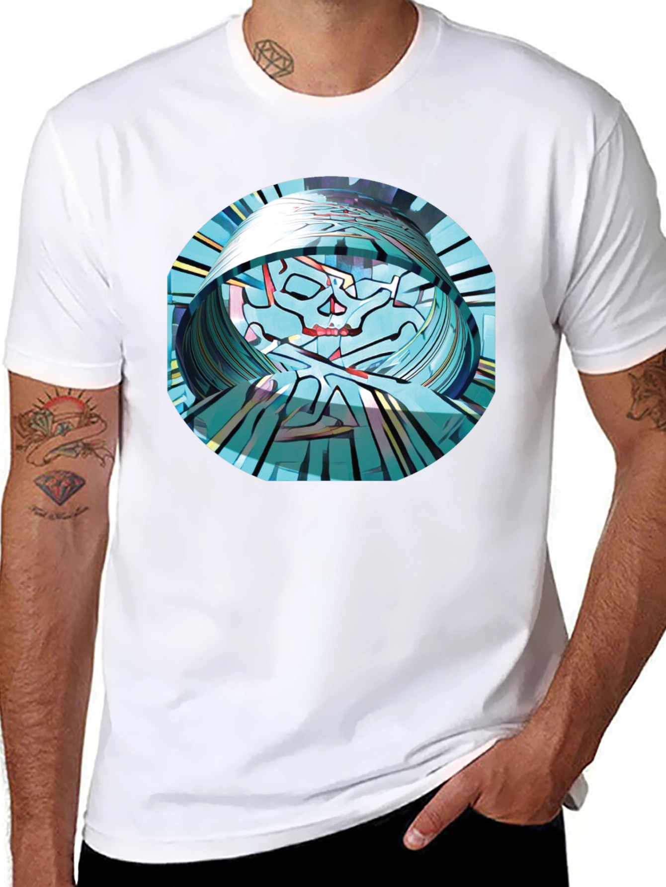 Abstract Skull Graphic T-Shirt