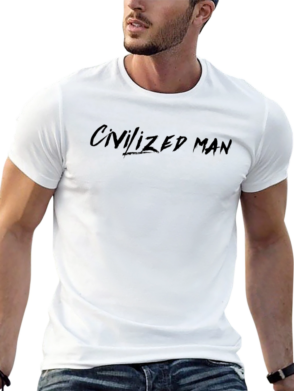 Civilized Man Black Graphic Tee - Casual Style