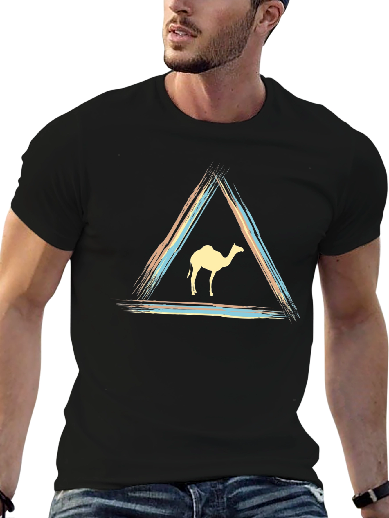 Camel Triangle Graphic Tee - Modern Unisex T-Shirt