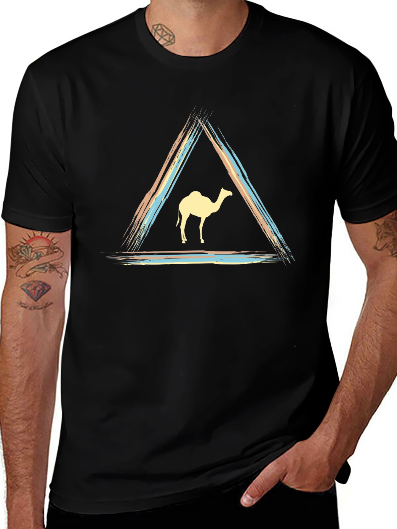 Camel Triangle Graphic Tee - Modern Unisex T-Shirt