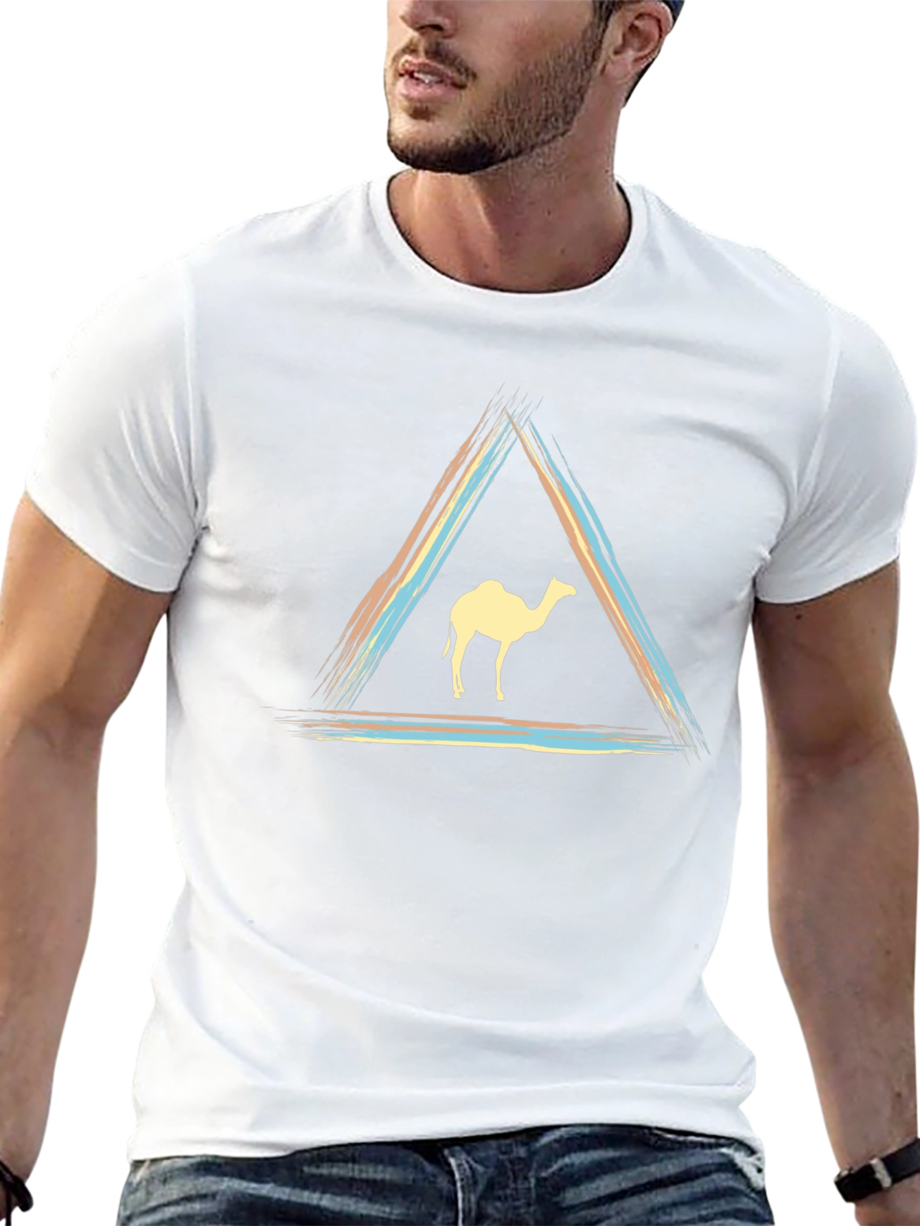 Camel Triangle Graphic Tee - Modern Unisex T-Shirt