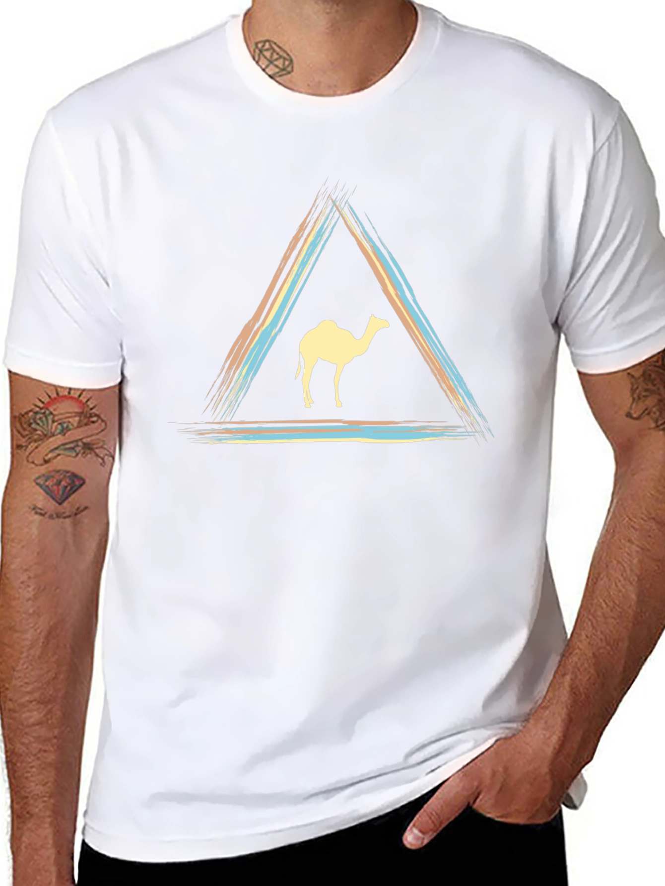 Camel Triangle Graphic Tee - Modern Unisex T-Shirt