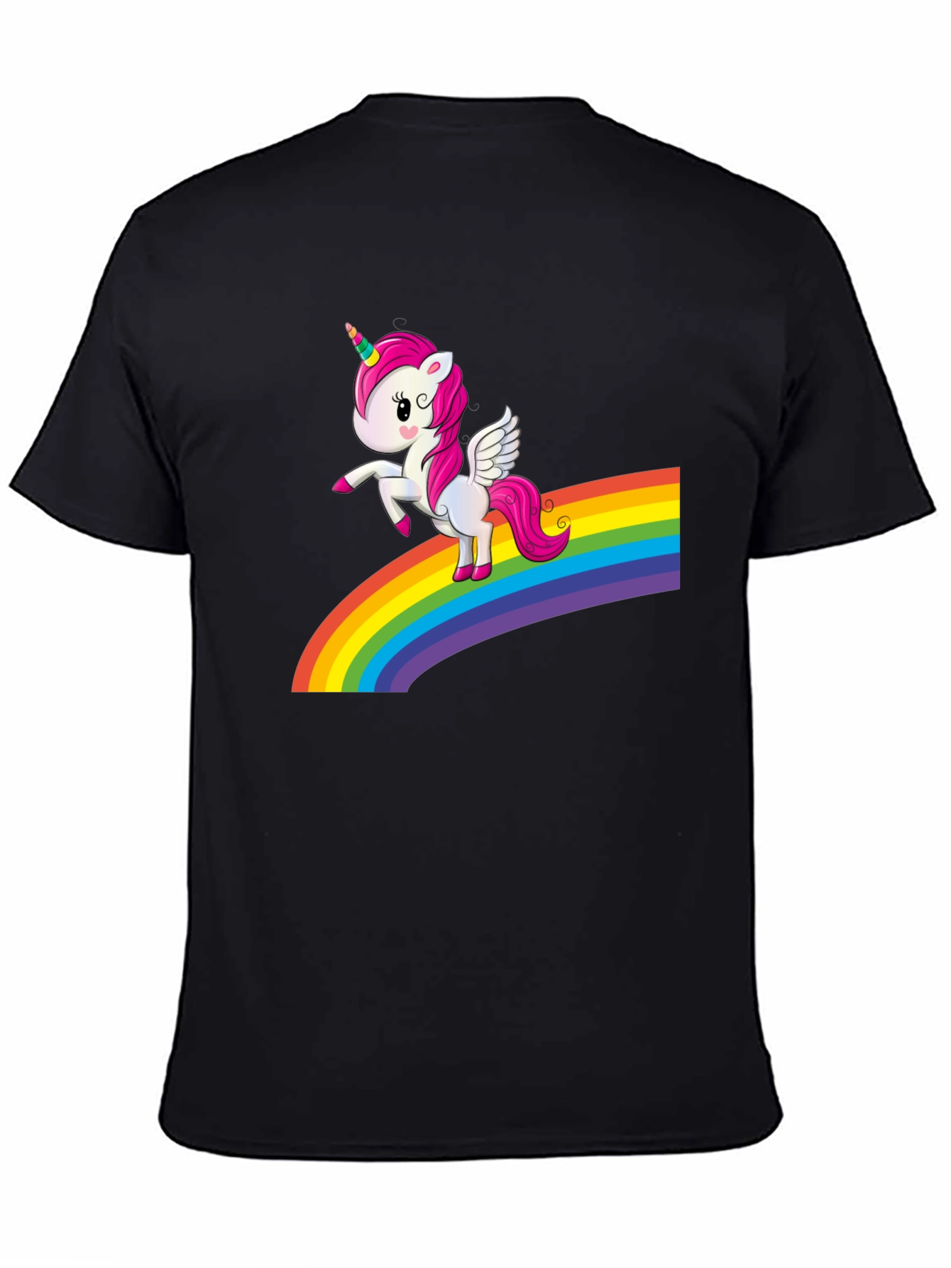 Rainbow Unicorn T-Shirt - Black Cotton Tee