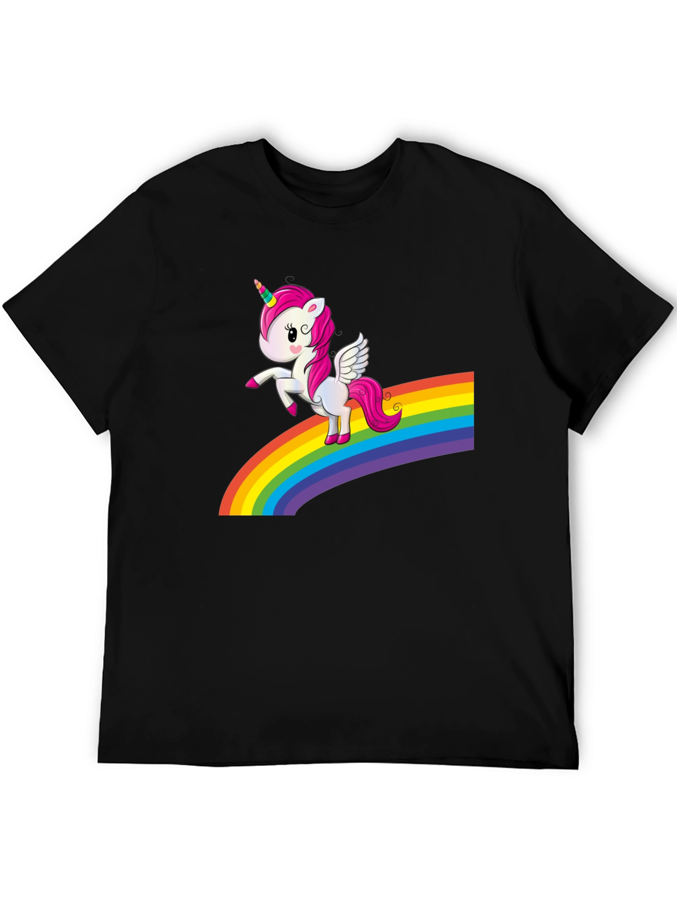 Rainbow Unicorn T-Shirt - Black Cotton Tee