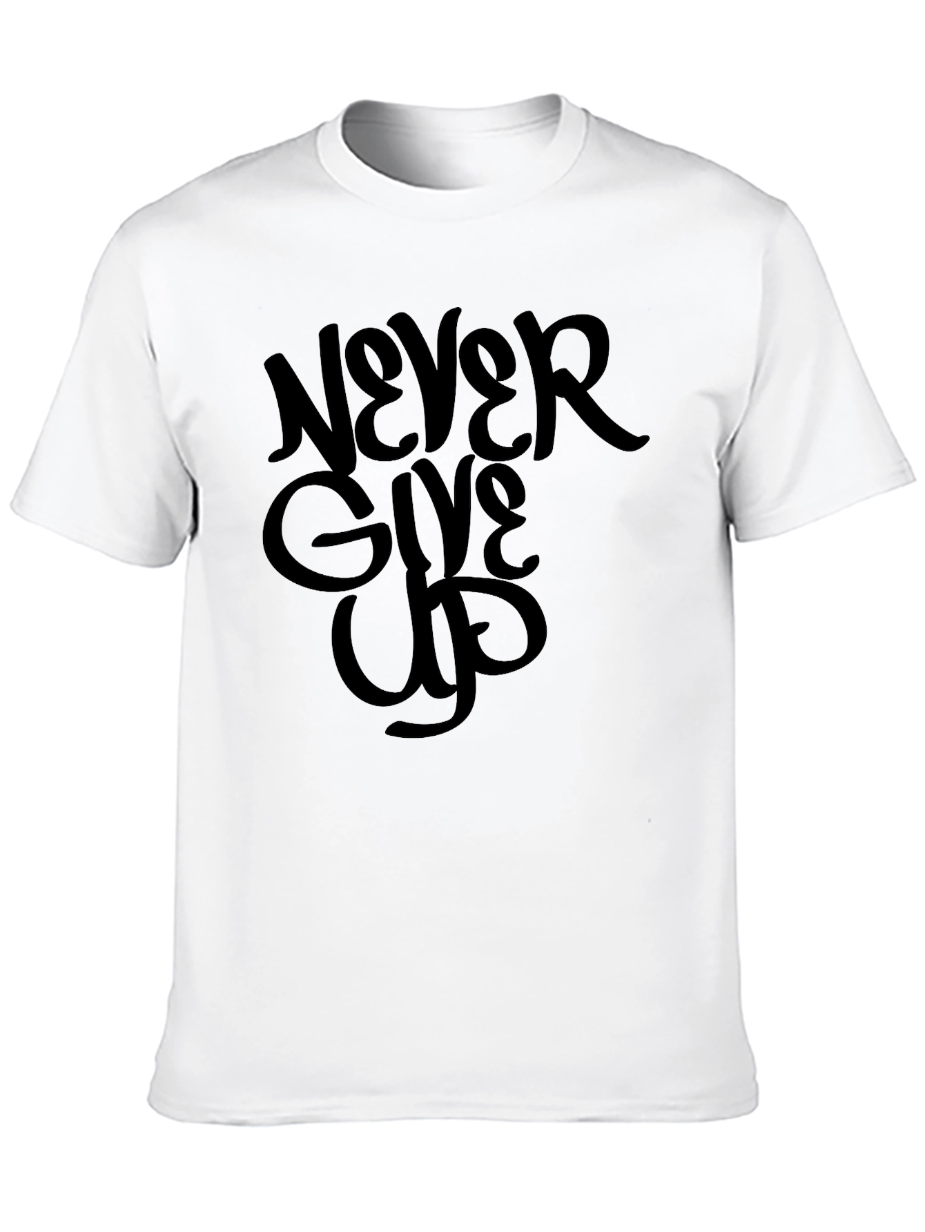 Never Give Up Graphic Tee - Motivational Black T-Shirt