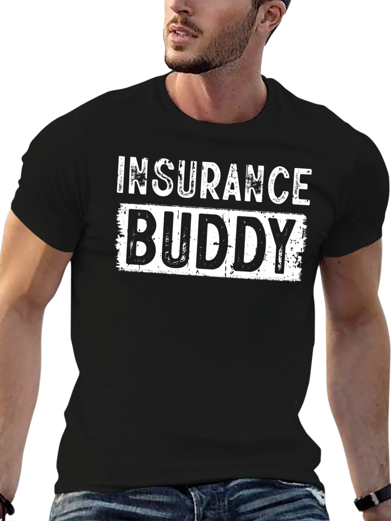 Insurance Buddy Graphic Tee - Black Cotton T-Shirt