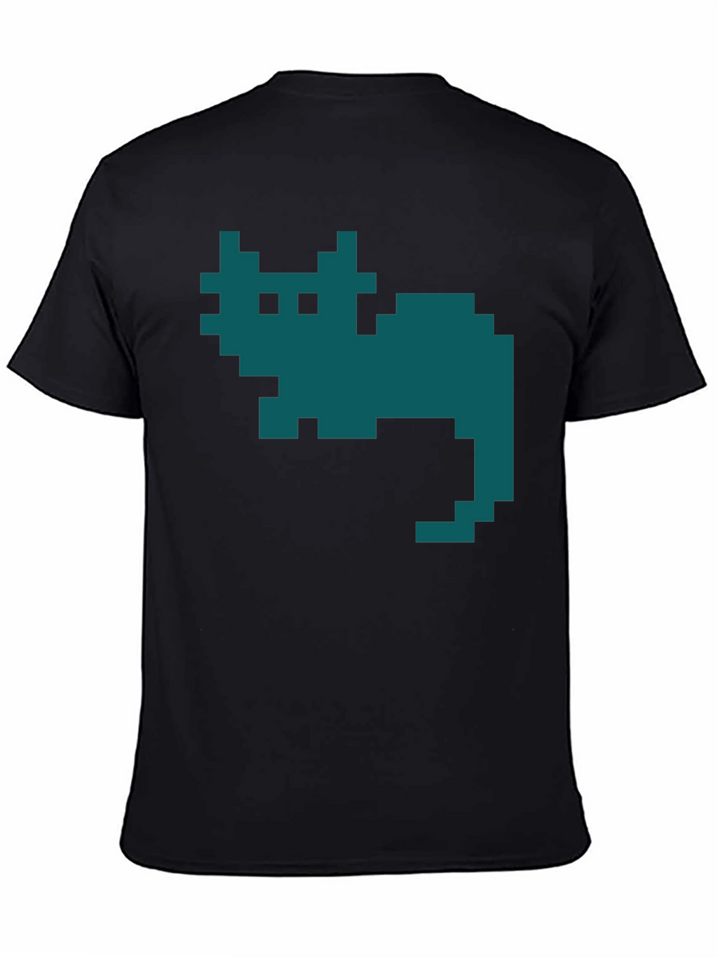 Retro Pixel Cat T-Shirt - Black Cotton Tee