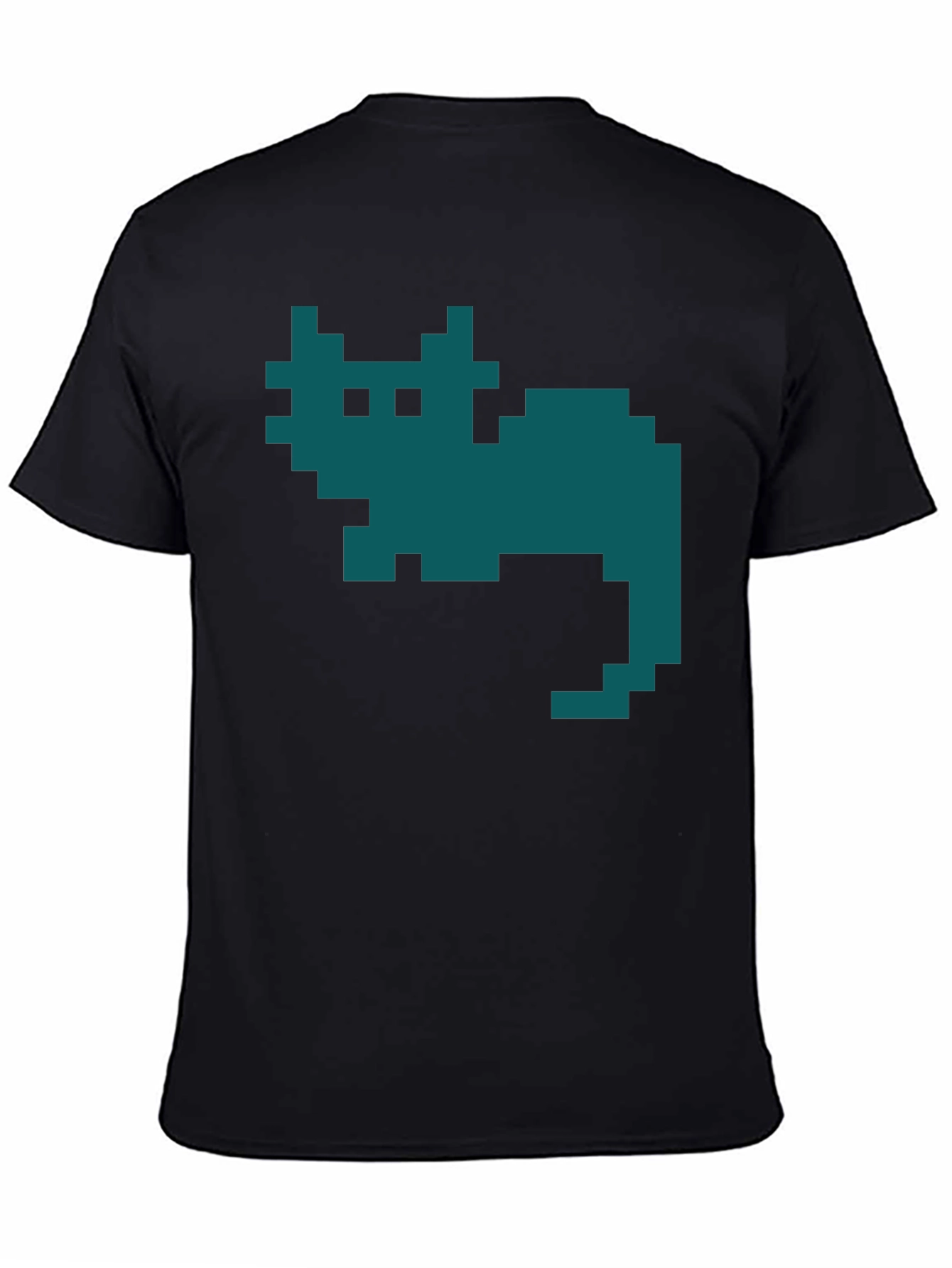 Retro Pixel Cat T-Shirt - Black Cotton Tee