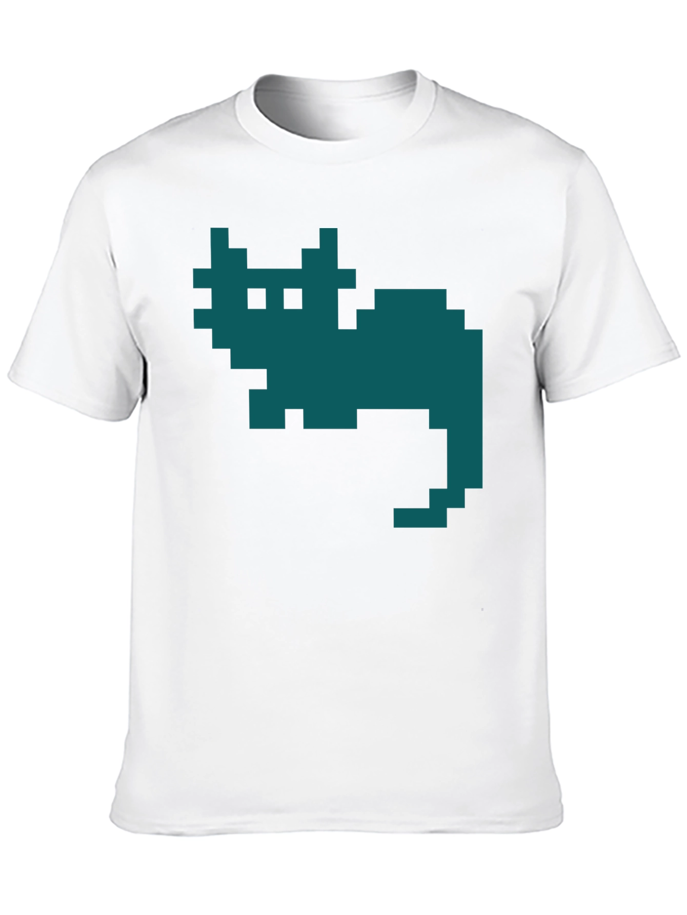 Retro Pixel Cat T-Shirt - Black Cotton Tee