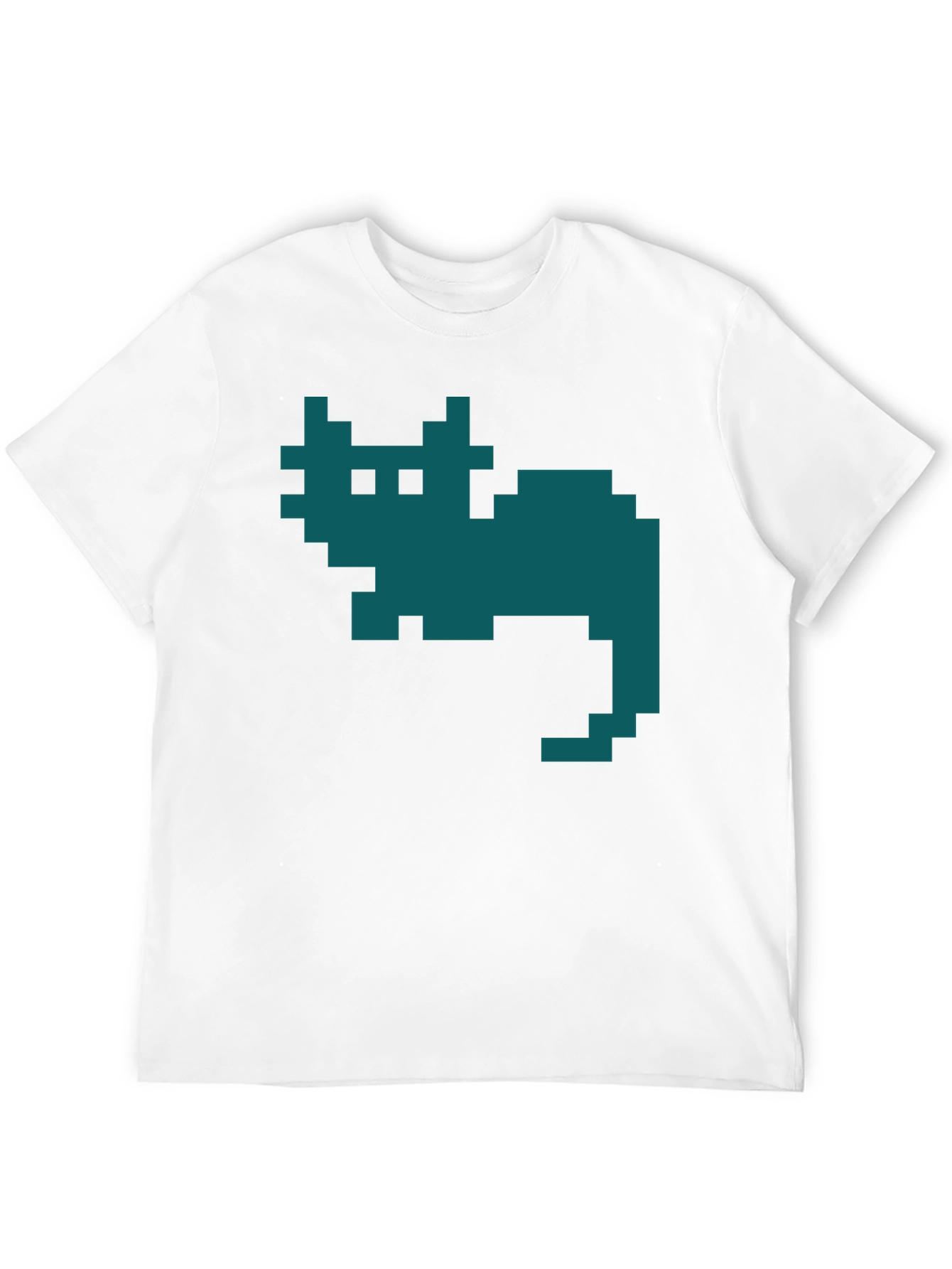 Retro Pixel Cat T-Shirt - Black Cotton Tee