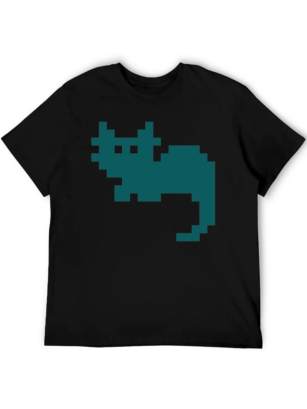 Retro Pixel Cat T-Shirt - Black Cotton Tee