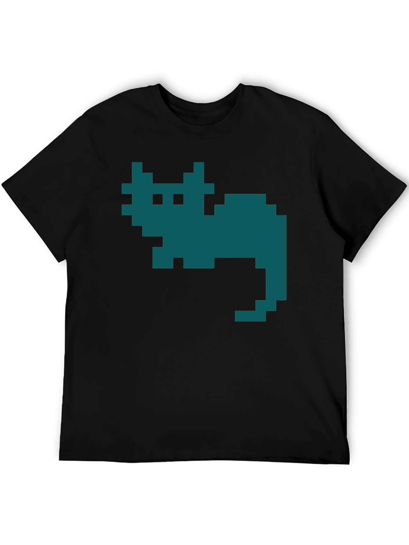 Retro Pixel Cat T-Shirt - Black Cotton Tee