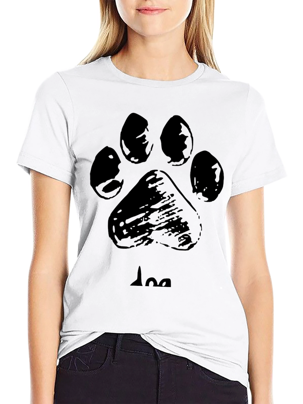 Dog Paw Print T-Shirt - Black