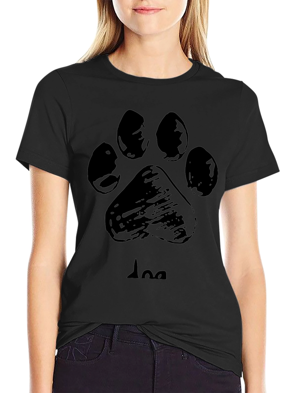 Dog Paw Print T-Shirt - Black
