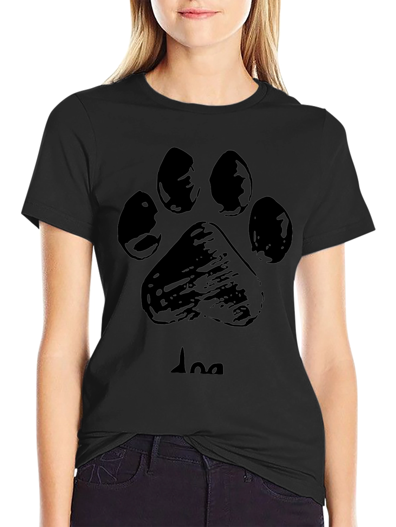 Dog Paw Print T-Shirt - Black