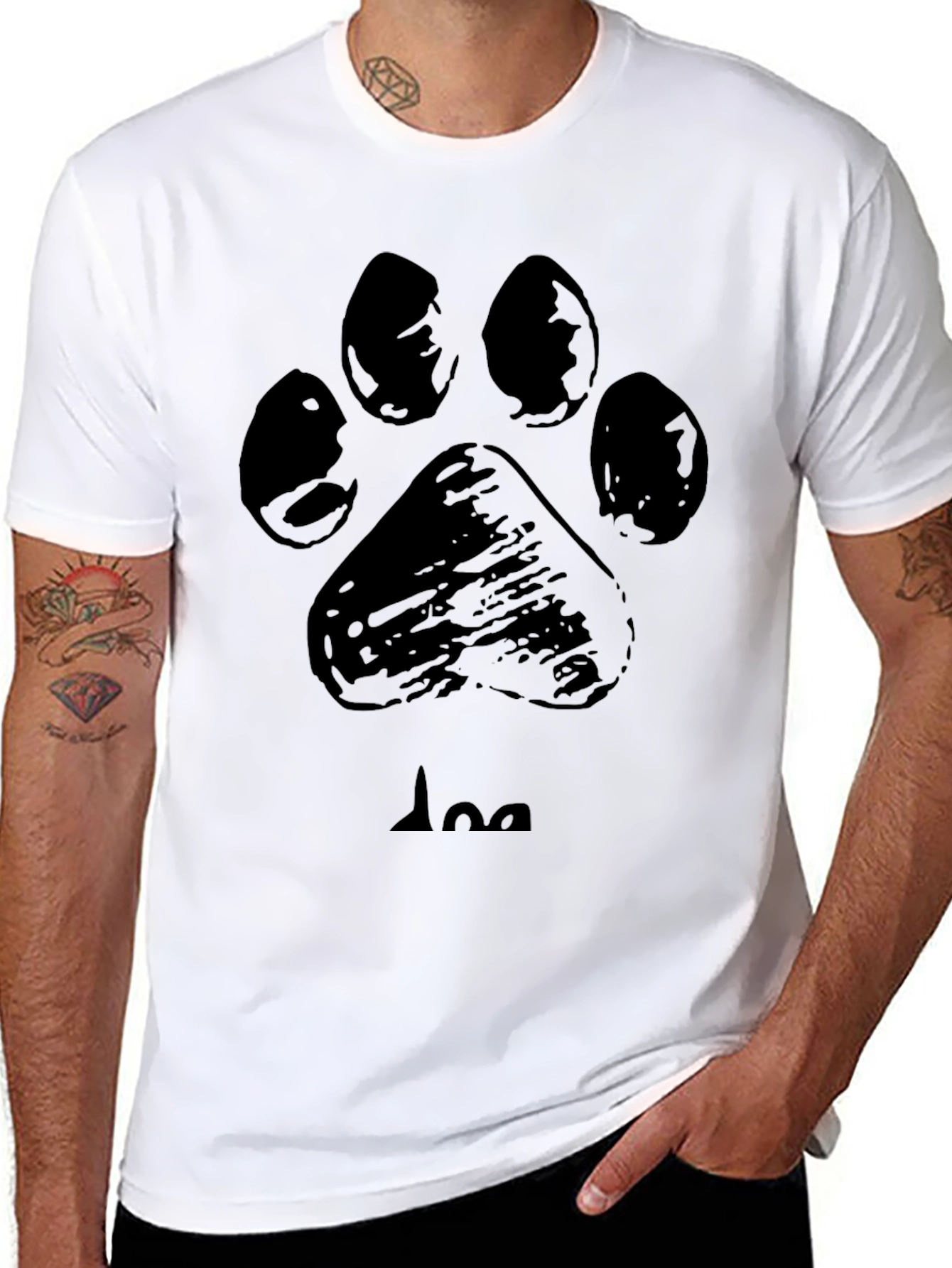 Dog Paw Print T-Shirt - Black