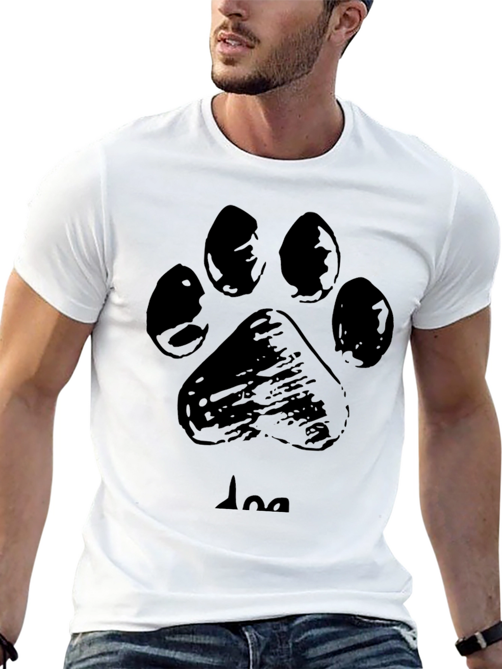 Dog Paw Print T-Shirt - Black
