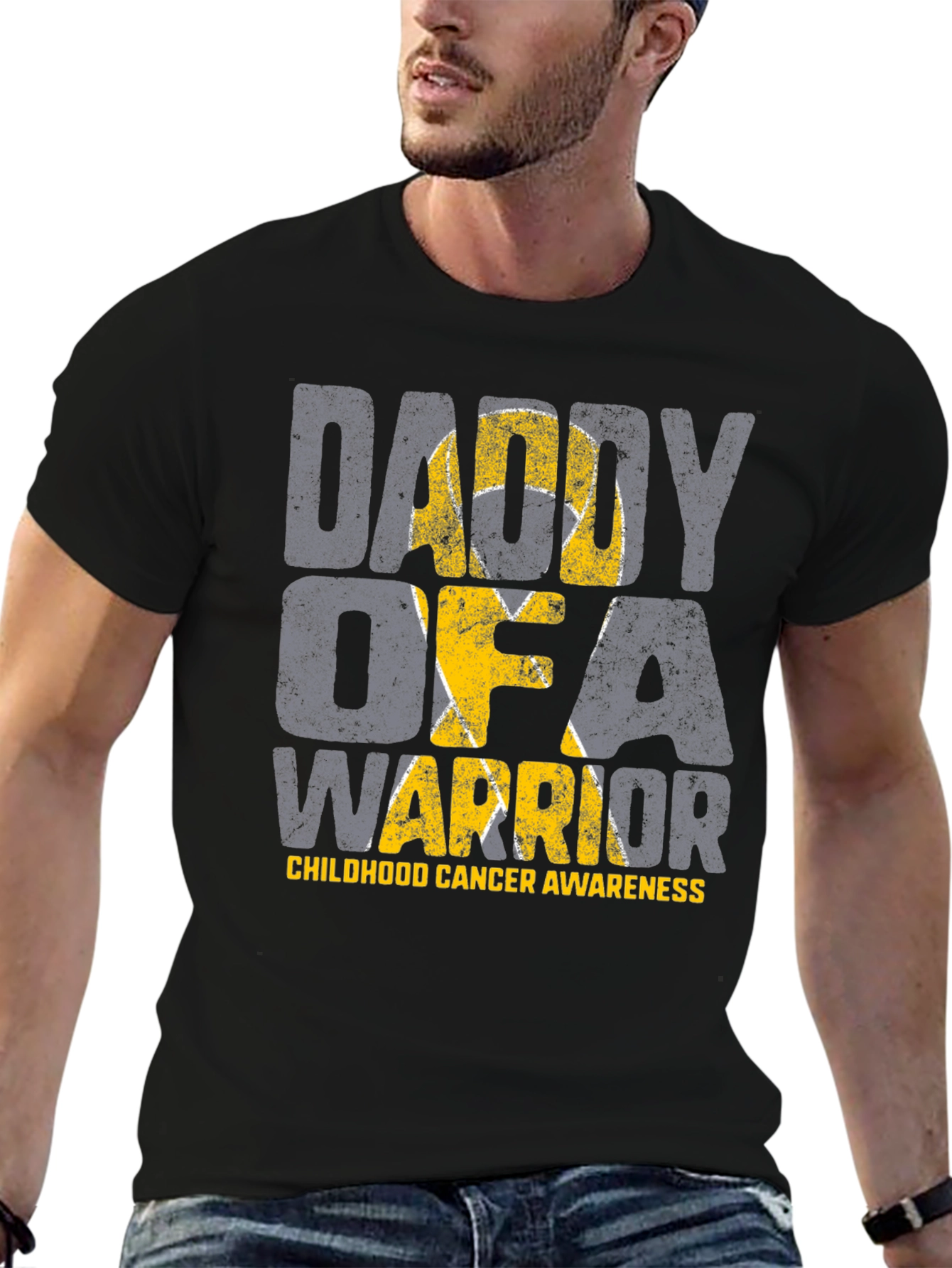 Daddy of a Warrior Childhood Cancer Awareness T-Shirt