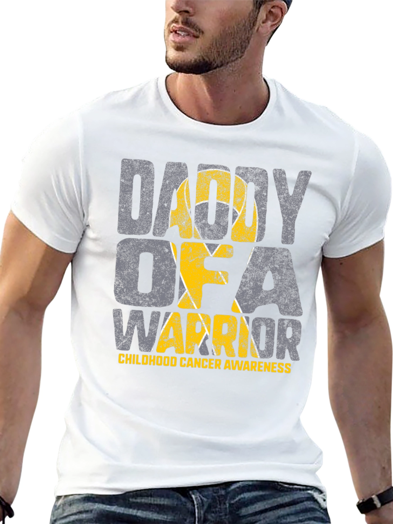 Daddy of a Warrior Childhood Cancer Awareness T-Shirt
