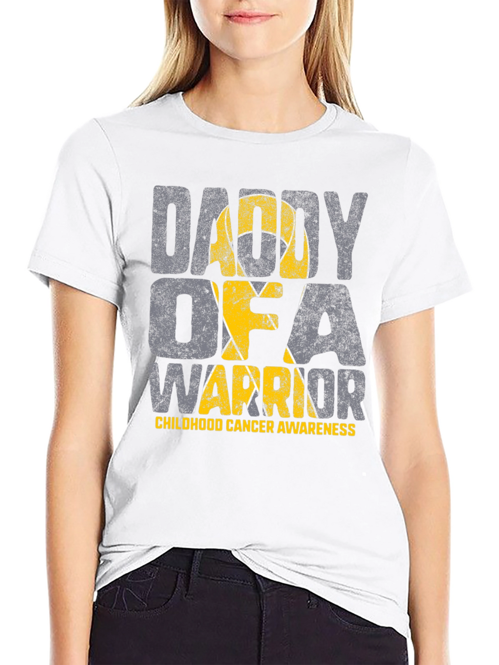 Daddy of a Warrior Childhood Cancer Awareness T-Shirt