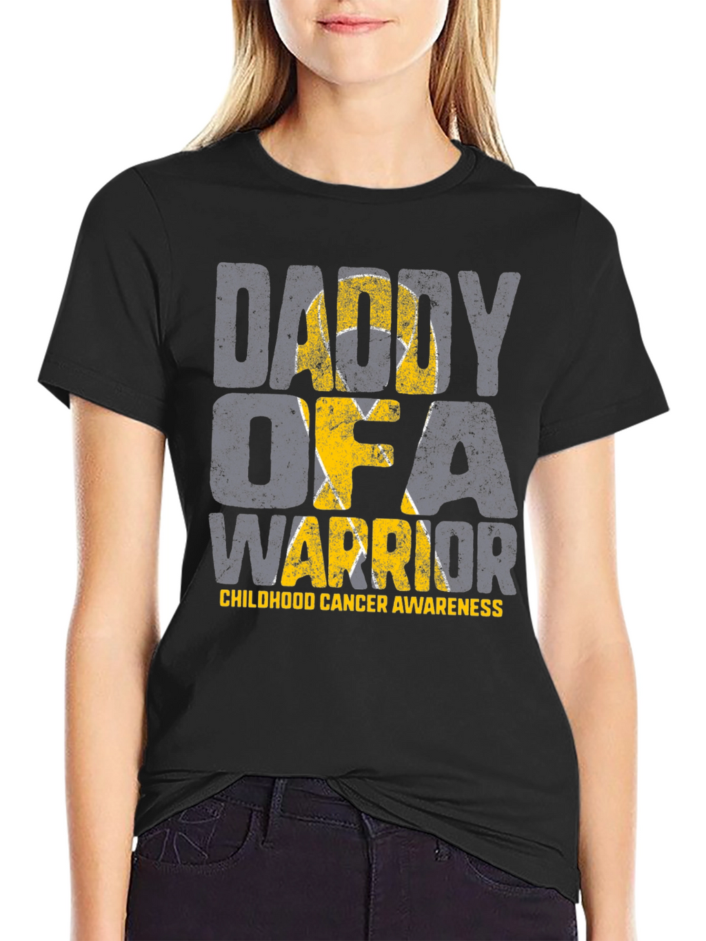 Daddy of a Warrior Childhood Cancer Awareness T-Shirt