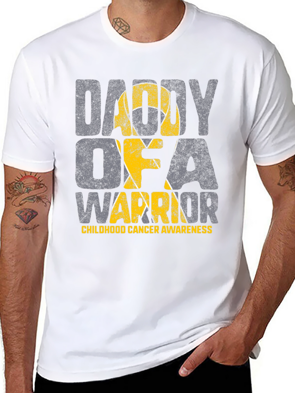 Daddy of a Warrior Childhood Cancer Awareness T-Shirt