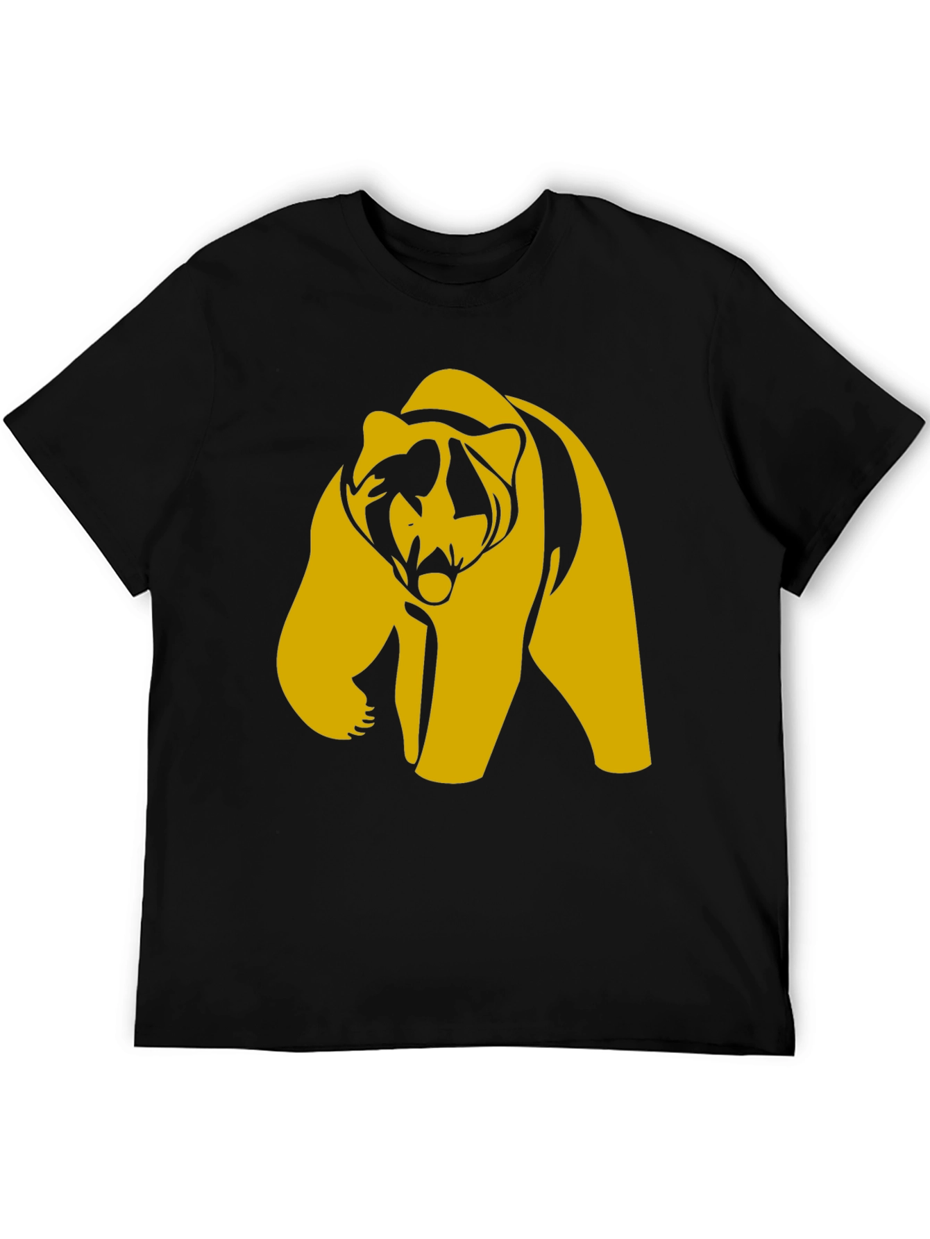 Bold Bear Graphic Tee - Black Cotton Blend T-Shirt