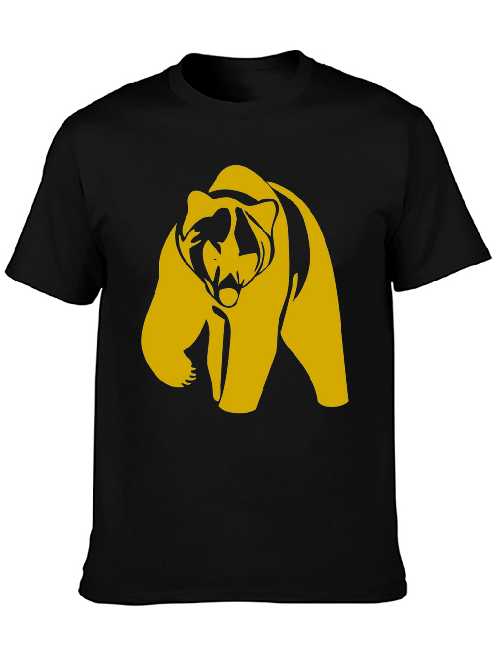 Bold Bear Graphic Tee - Black Cotton Blend T-Shirt