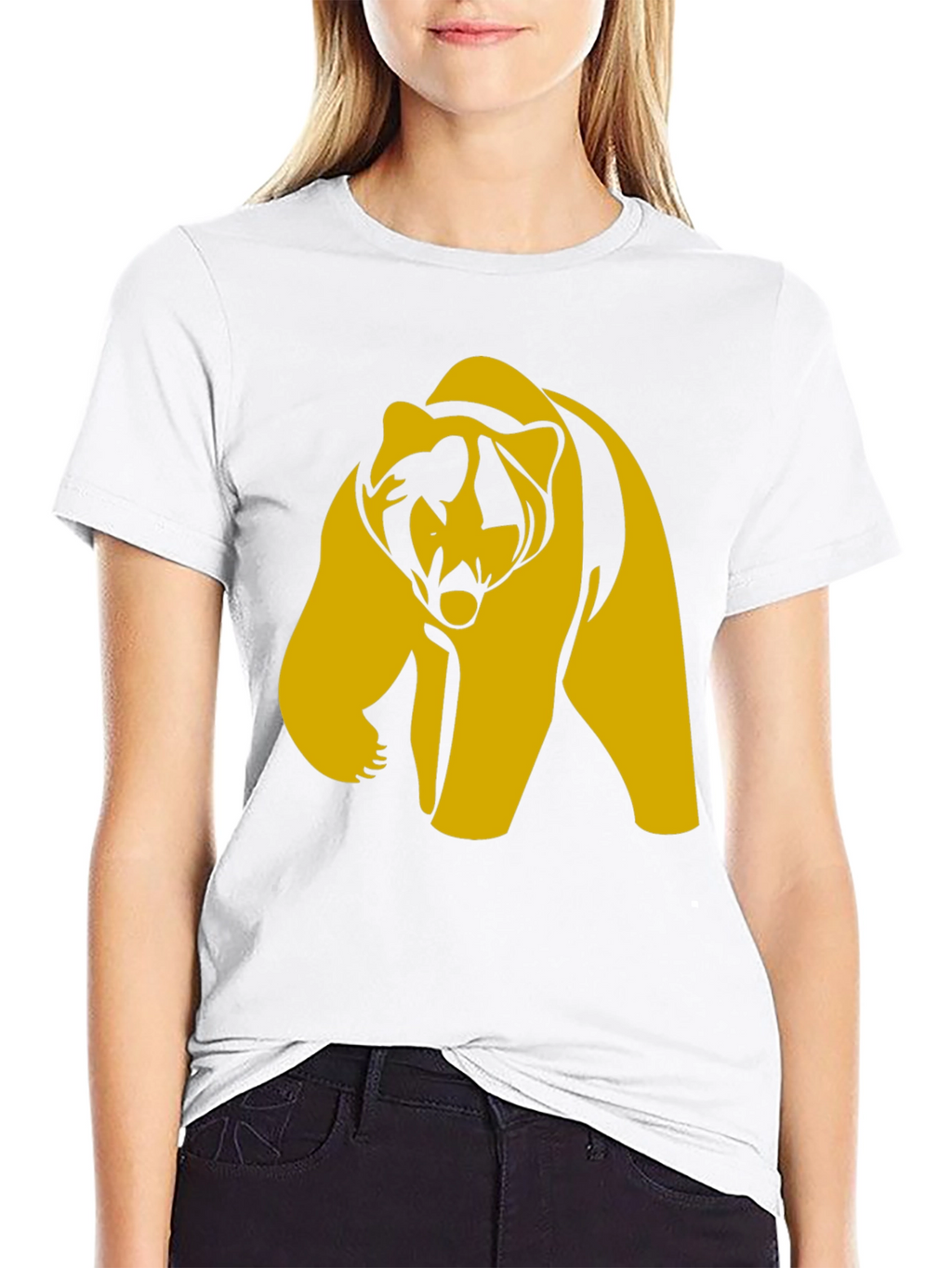 Bold Bear Graphic Tee - Black Cotton Blend T-Shirt