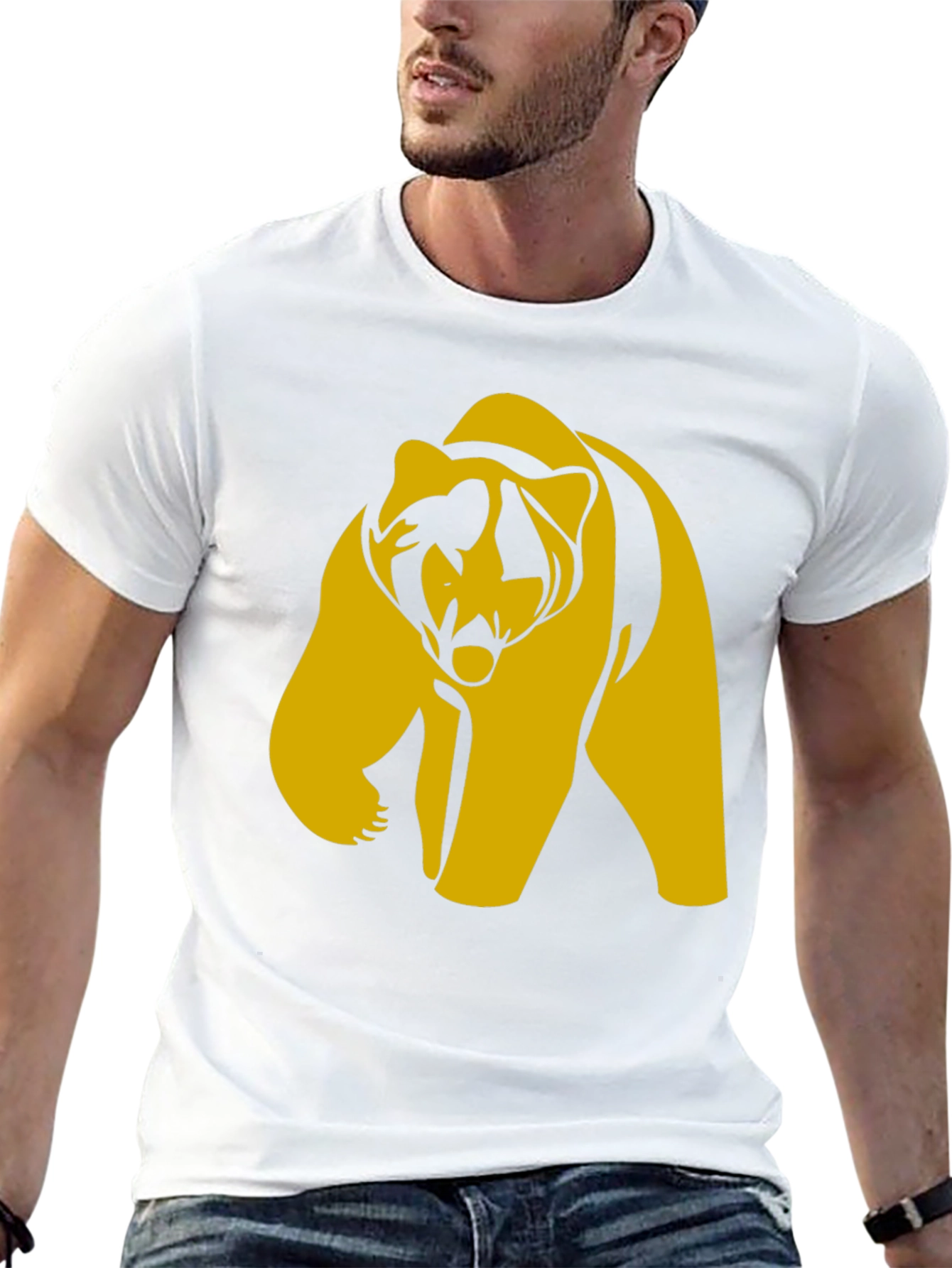 Bold Bear Graphic Tee - Black Cotton Blend T-Shirt