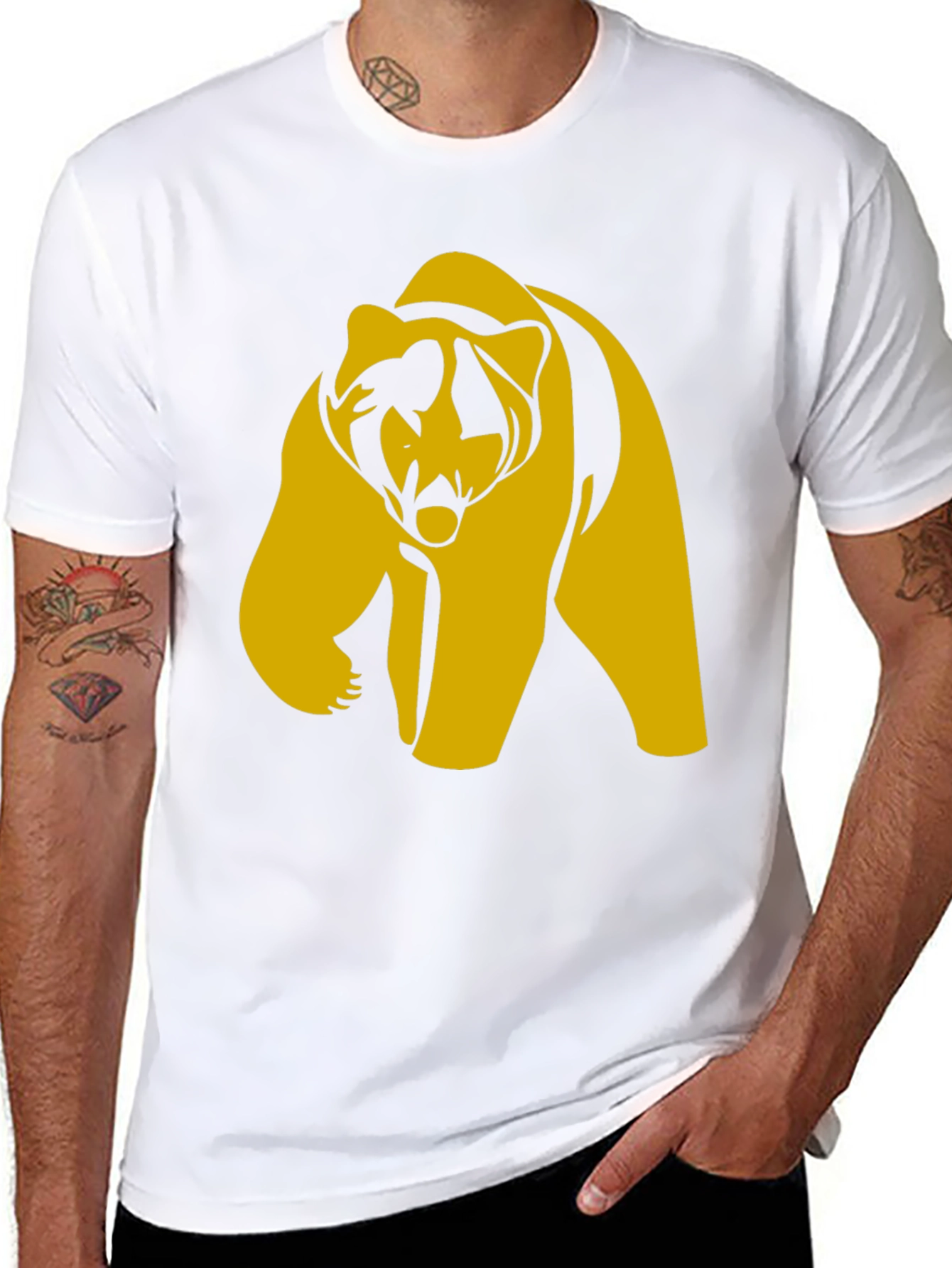 Bold Bear Graphic Tee - Black Cotton Blend T-Shirt