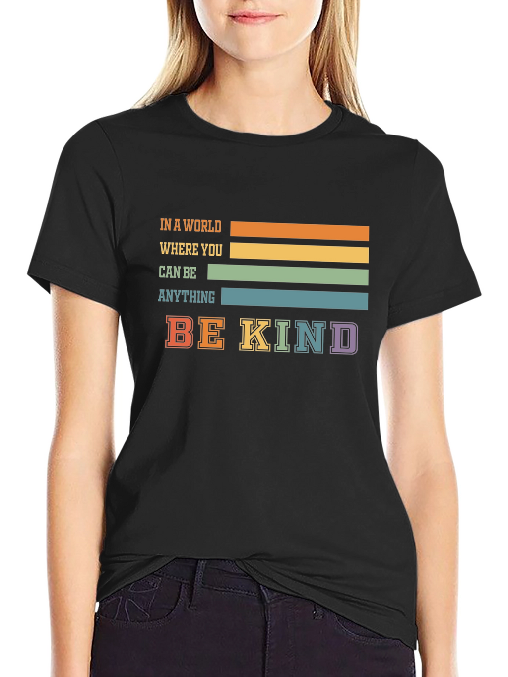 Be Kind T-Shirt - Retro Striped Graphic Tee