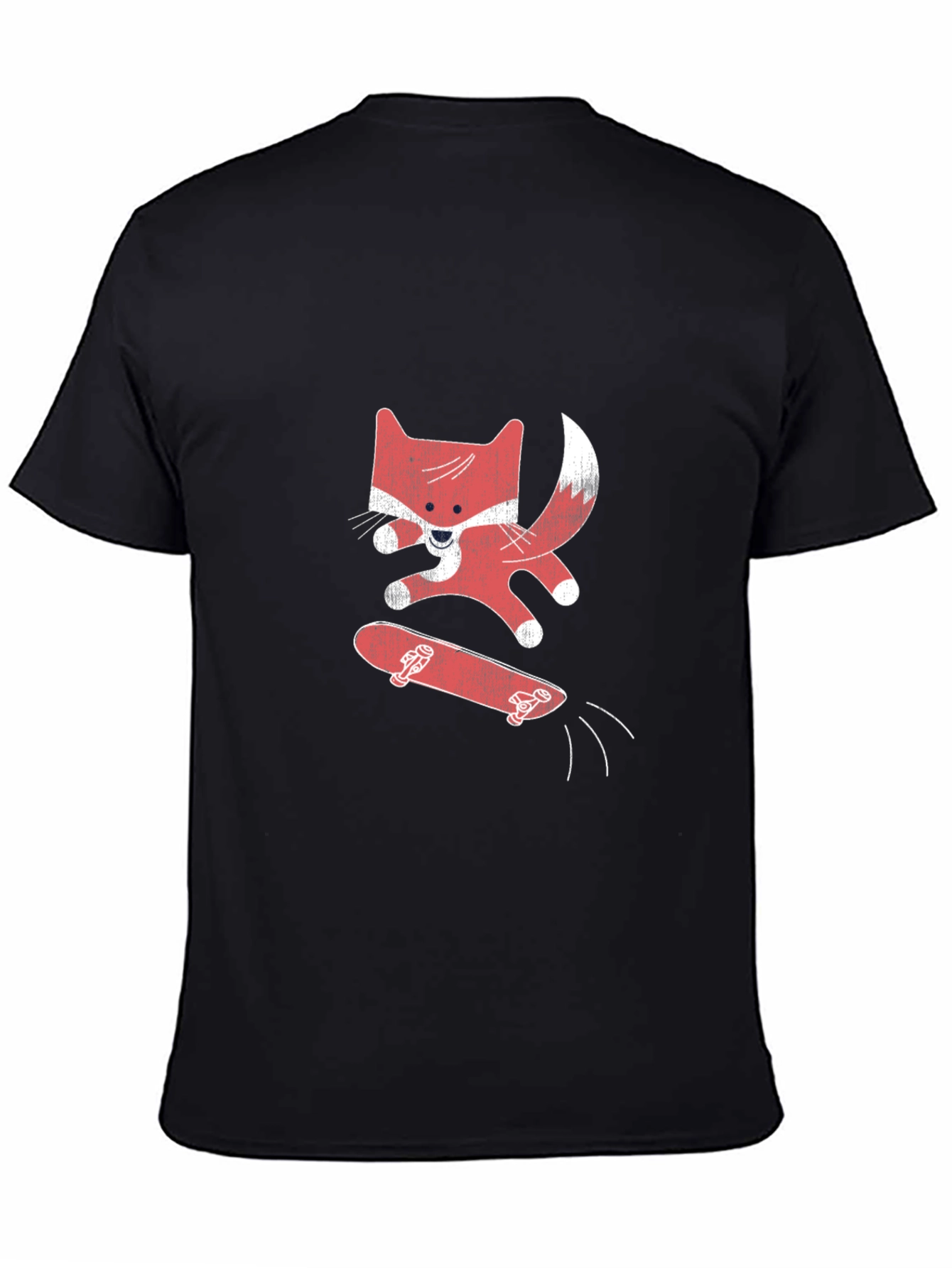 Skateboarding Fox Graphic Tee - Black Cotton Shirt